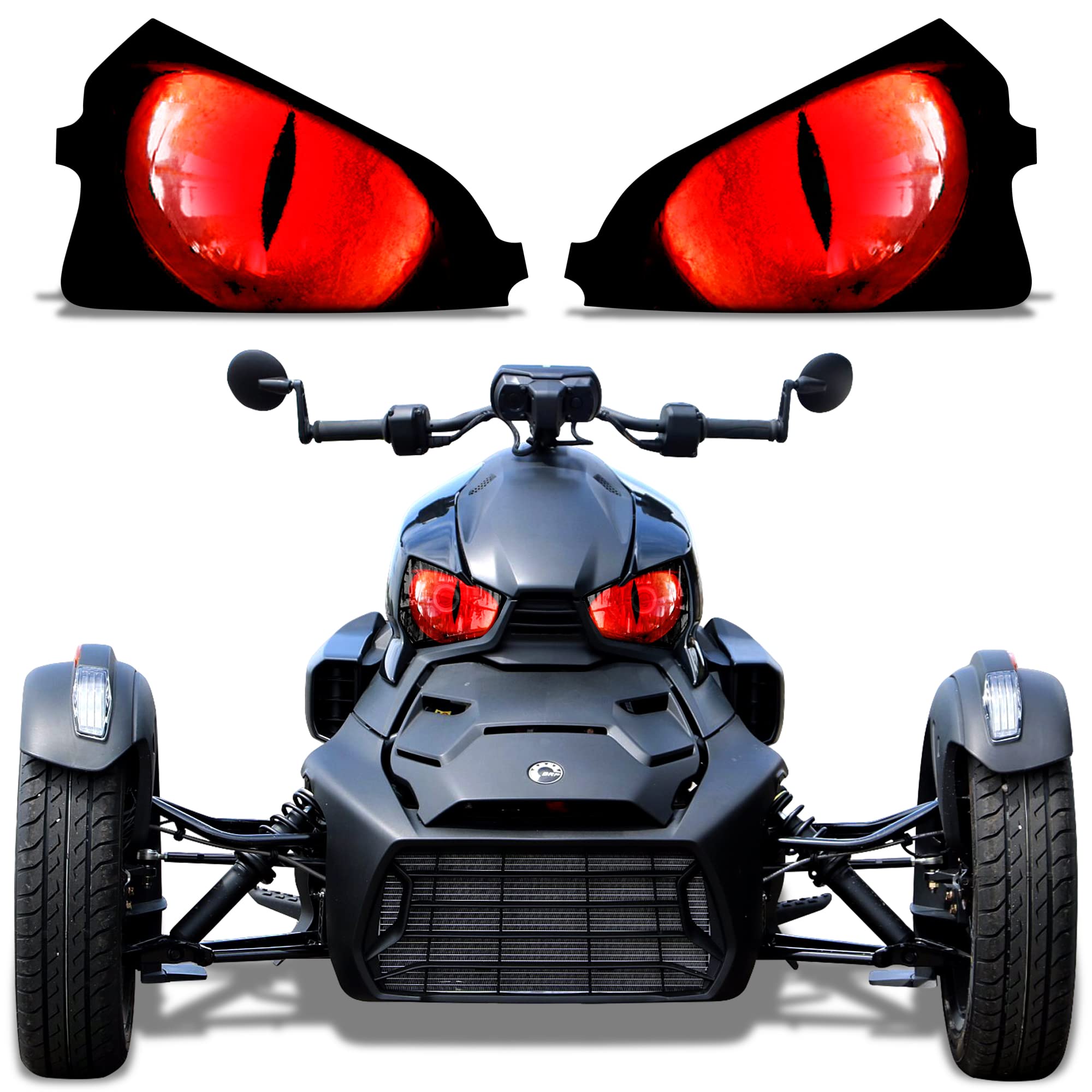 Amr Racing Roadster Headlight Eye Graphics Decal Cover Compatible With Can-Am Ryker 2019-2022 - Eclipse Red, Amr22375