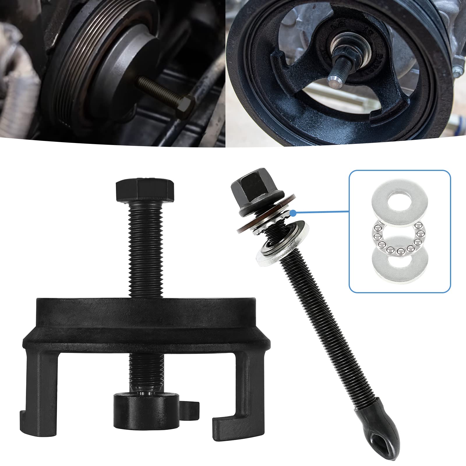 For Gm 25264 Harmonic Balancer Puller And Ls Harmonic Balancer Installation Tool 1997-Up V8 Ls1 Ls2 Ls3 Ls4 Lsx Lsa Ls6 Lq4 Lq9, Crank Pulley Puller And Insatller Set For Gm Ls Lt Engines