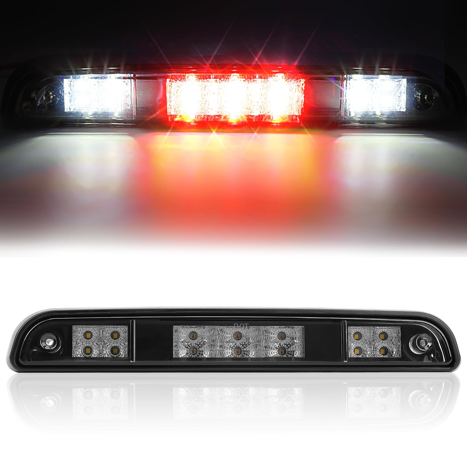 3Rd Third Brake Light For 1992 1993 1994 1995 1996 1997 Ford F150 F250 F350 Bronco, Waterproof High Mount Stop Light, Smoked Lens Tail Brake Light Cargo Lamp With Gasket