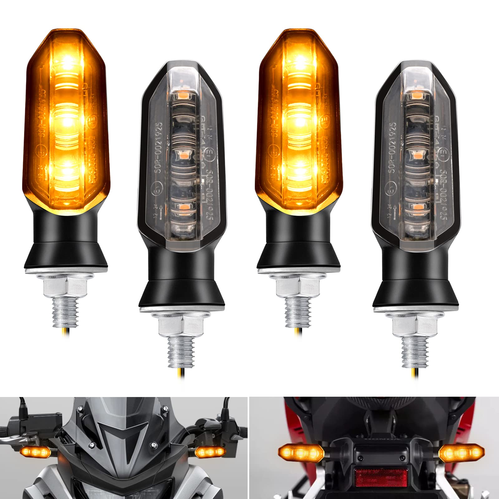 Chcshh 4Pcs Motorcycle Turn Signals 12V Universal Front Rear Blinker Turn Signal Led Lights Super Bright Amber Lamp For Motorcycle Motorbike Scooter Off Road Quad Cruiser