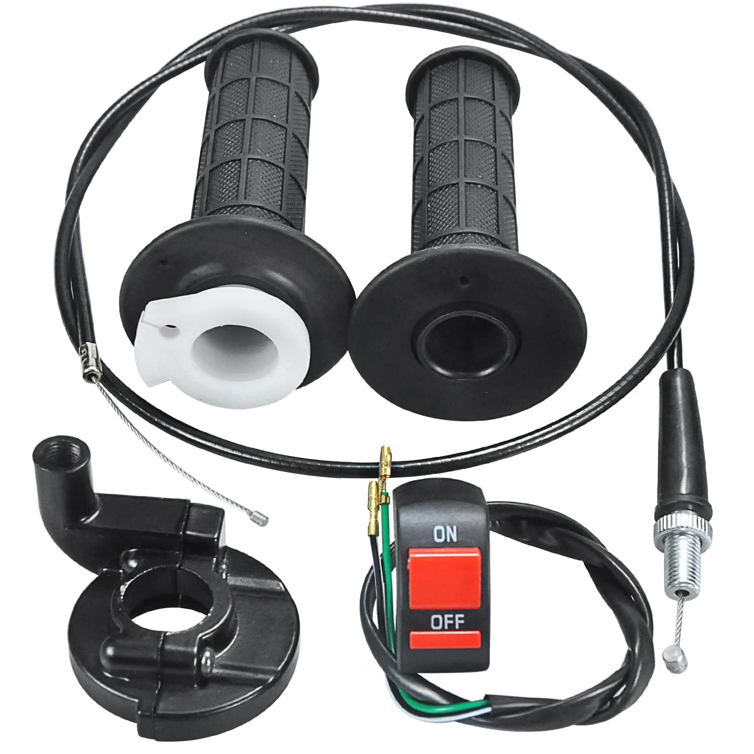 Holato 22Mm 7/8 Throttle Handle Grips Cable Clamp On Off Switch For Coleman Ct100U Ct200U Baja Doodlebug Db30 Mb165 Mb200 50Cc 90Cc 110Cc 125Cc Ssr Coolster Apollo Crf50 Pit Dirt Bike (Black)