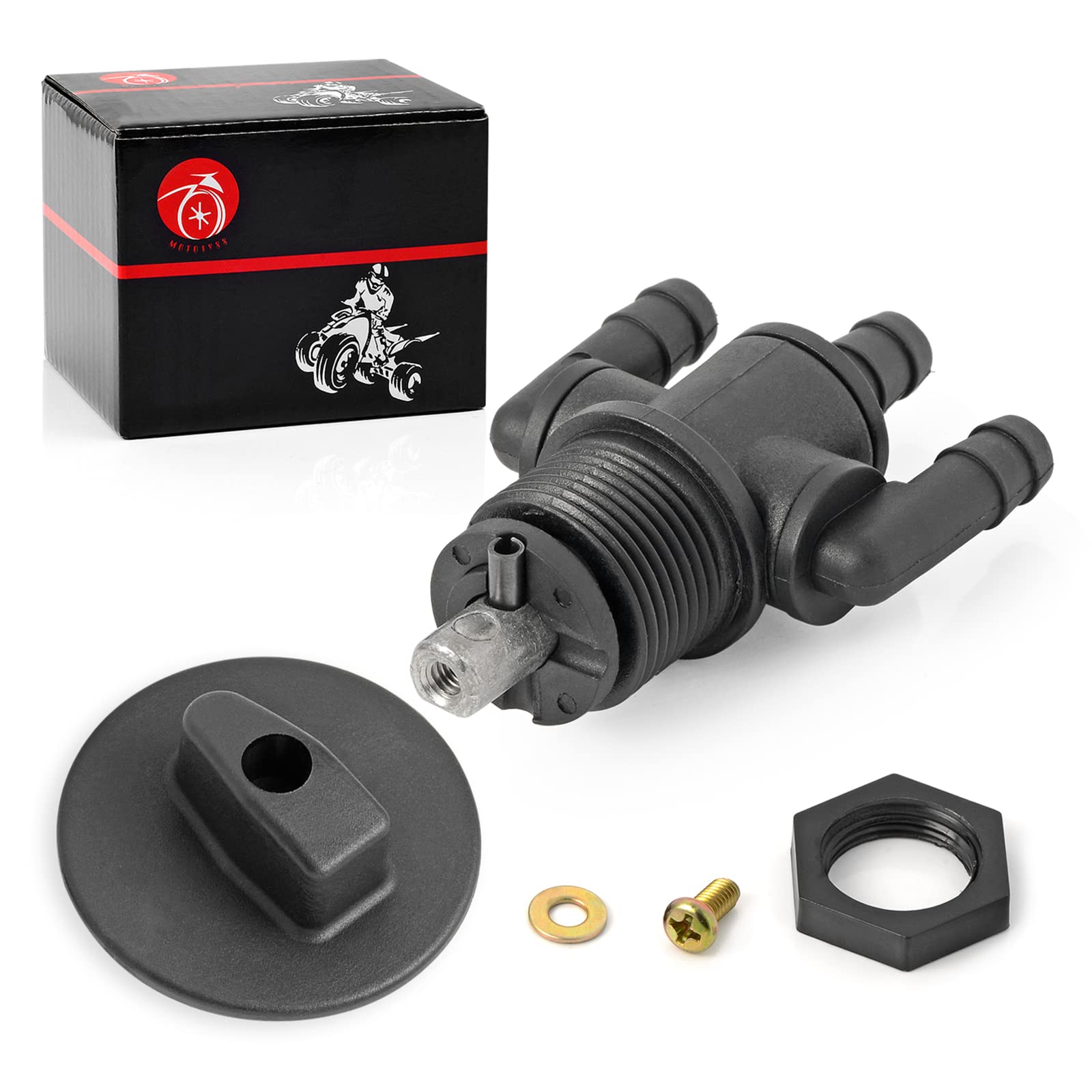 Fuel Tank Valve Petcock 3 Way Straight Down & Knob Nut For Polaris Scrambler Sport 400 Xplorer Xpress 300 400 Trail Boss 325 7052154