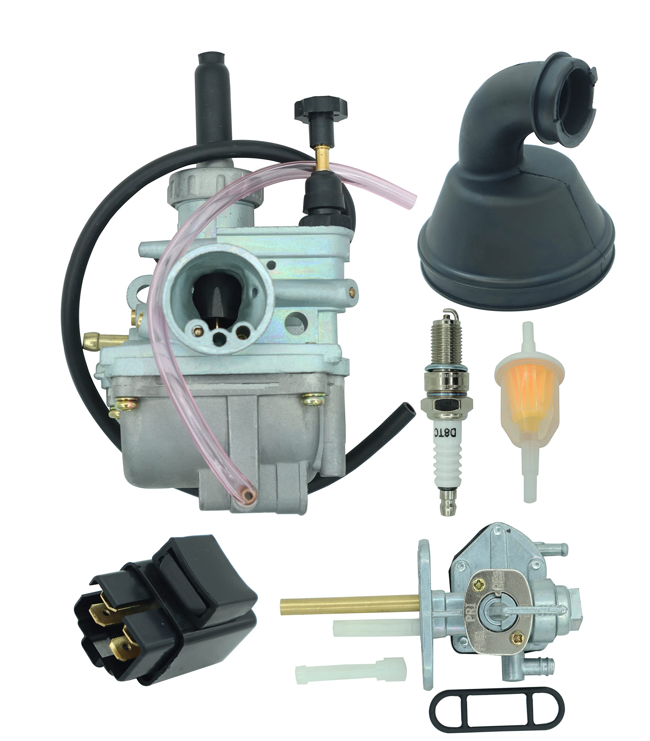 Carburetor Fit For Suzuki Lt 80 With Fuel Petcock Switch Valve/Intake Manifold/Solenoid Relay Quadsport 80 Atv Carb 1987-2006