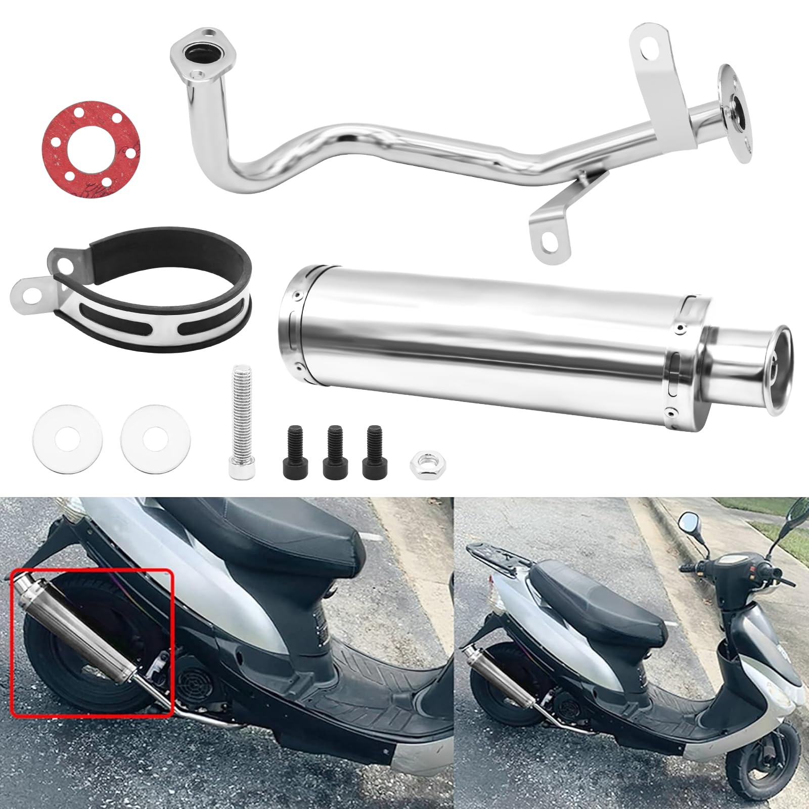 Wai Danie Motorcycle Exhaust Muffler Scooter Exhaust Stainless Pipe For Gy6 4 Stroke 50Cc 80Cc100Cc Scooter Qmb139 Exhaust Stainless Pipe 139Qmb 1P39Qmb Chinese Scooter Moped