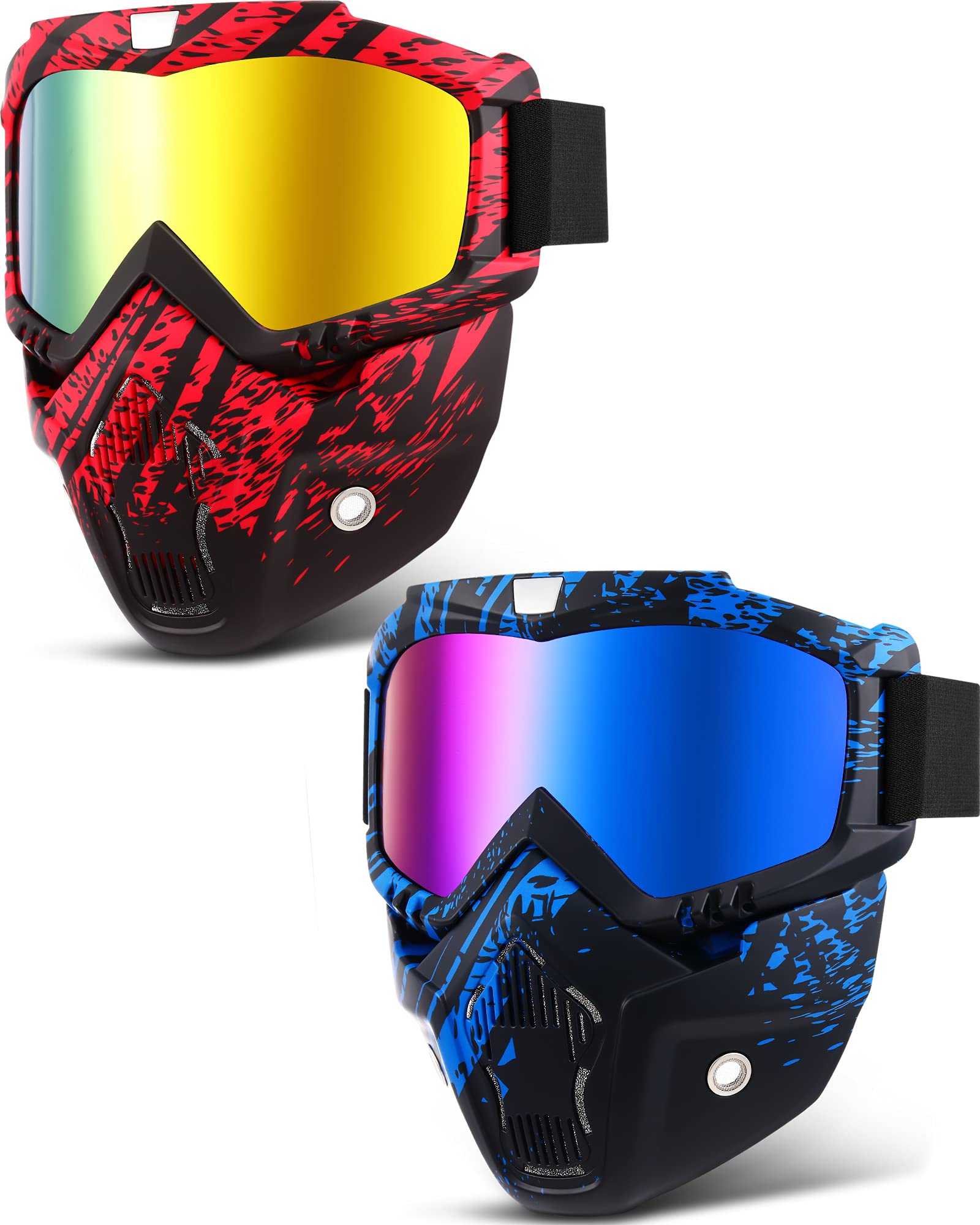 2 Pieces Motorcycle Goggles Face Mask Detachable Helmet Riding Goggles Glasses