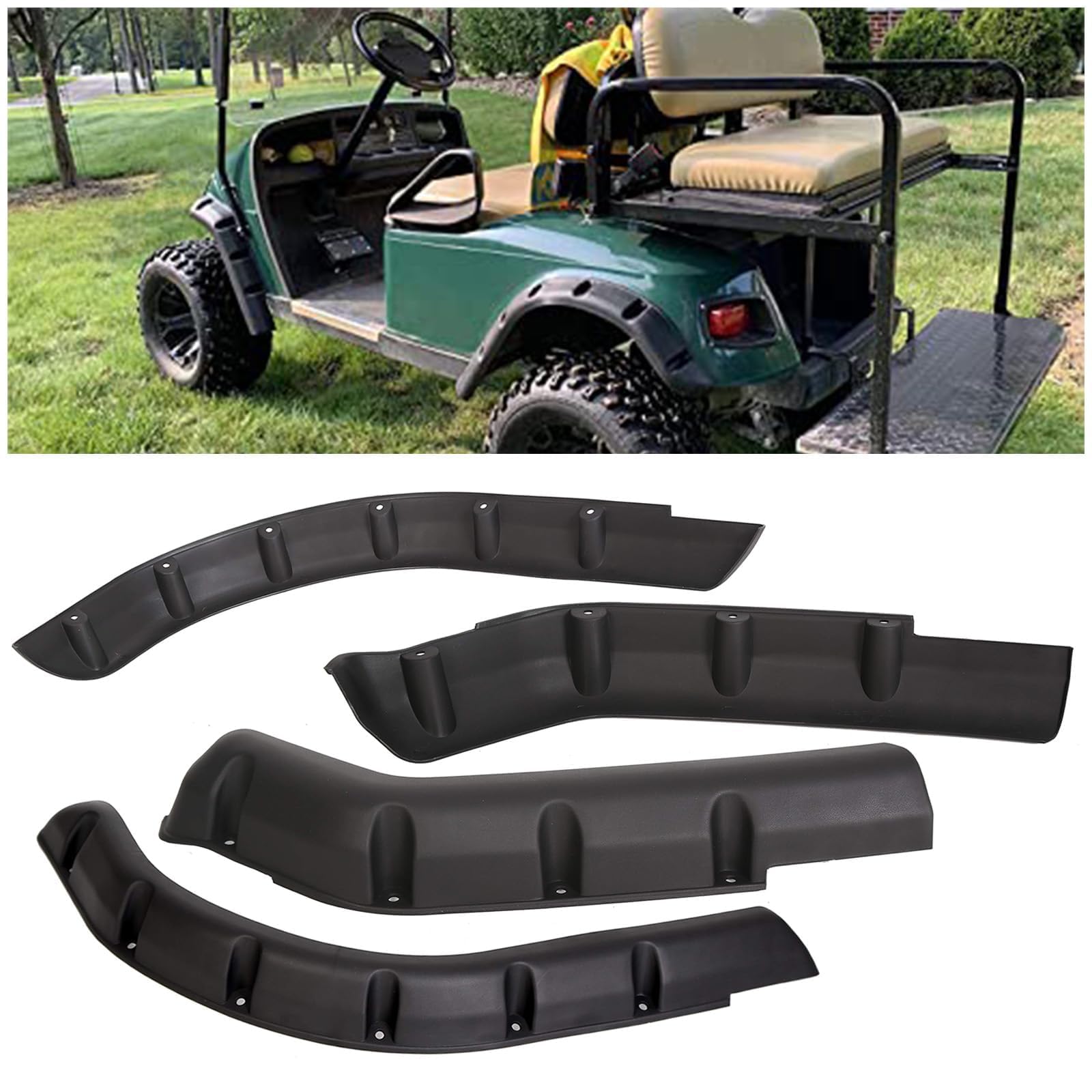 Hecasa 4Pcs Front And Rear Standard Fender Flares Compatible With 1994-2013 Golf Cart Ezgo Txt Model