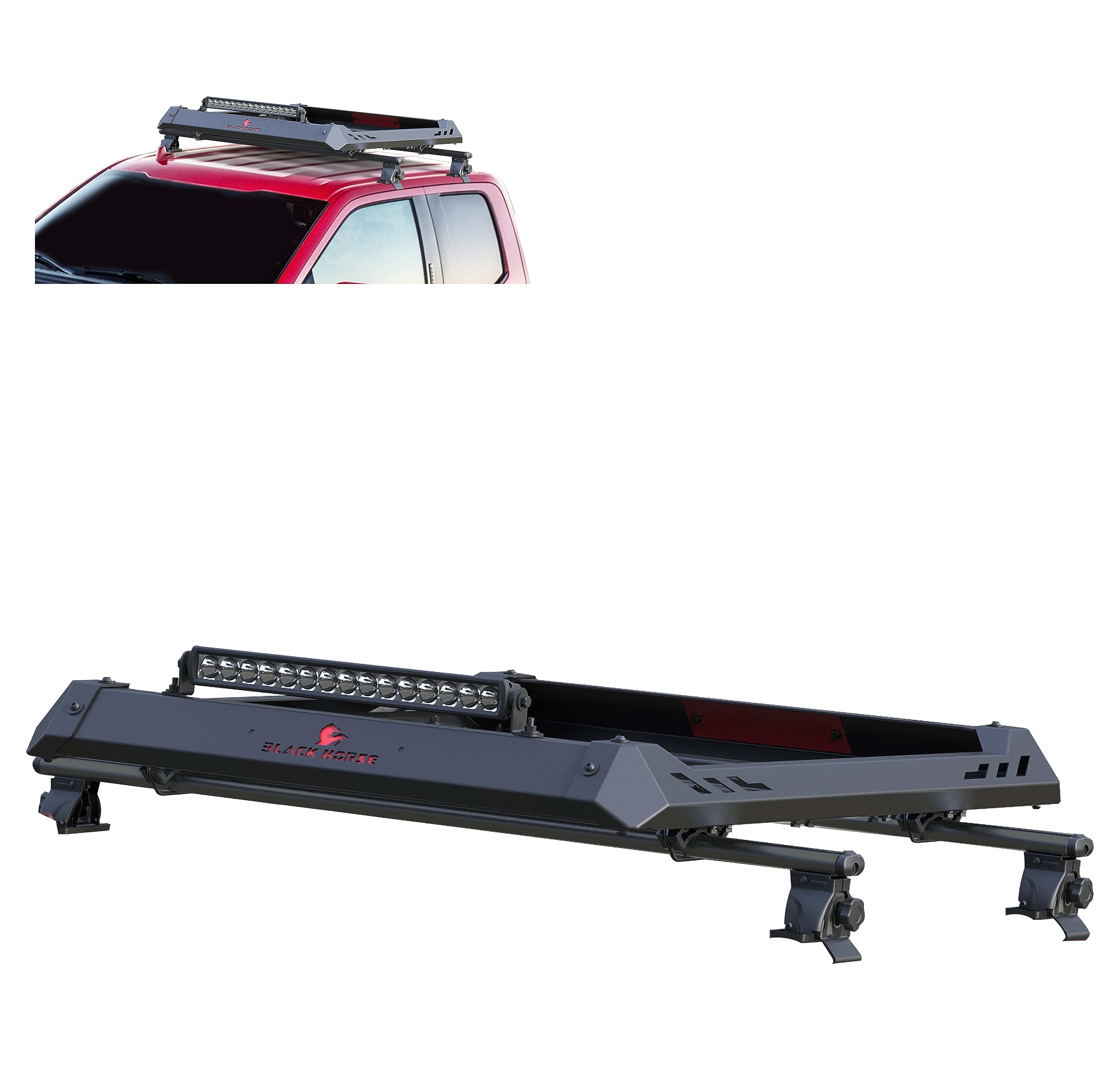 Black Horse Traveler Aluminum Roof Mounted Cargo Basket Rack (50'X14'X9') Black Compatible With 2016-2023 Toyota Tacoma-Trrb260