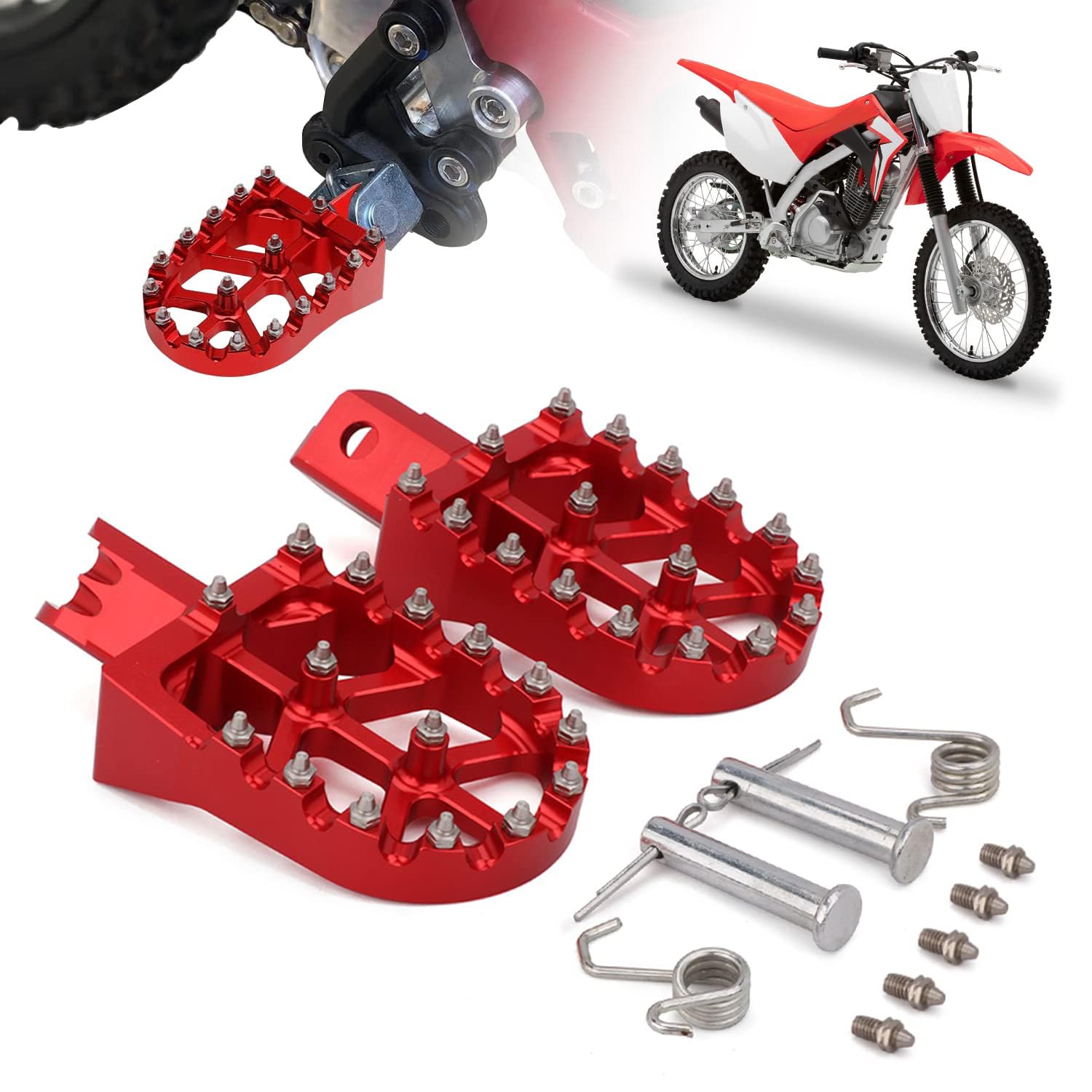 Anxin Foot Pegs Motorcycle Universal Cnc Footpeg Footrest For Crf Xr 50 70 110 Ct200U M2R Sdg Dhz Kayo Pit Bike - Red