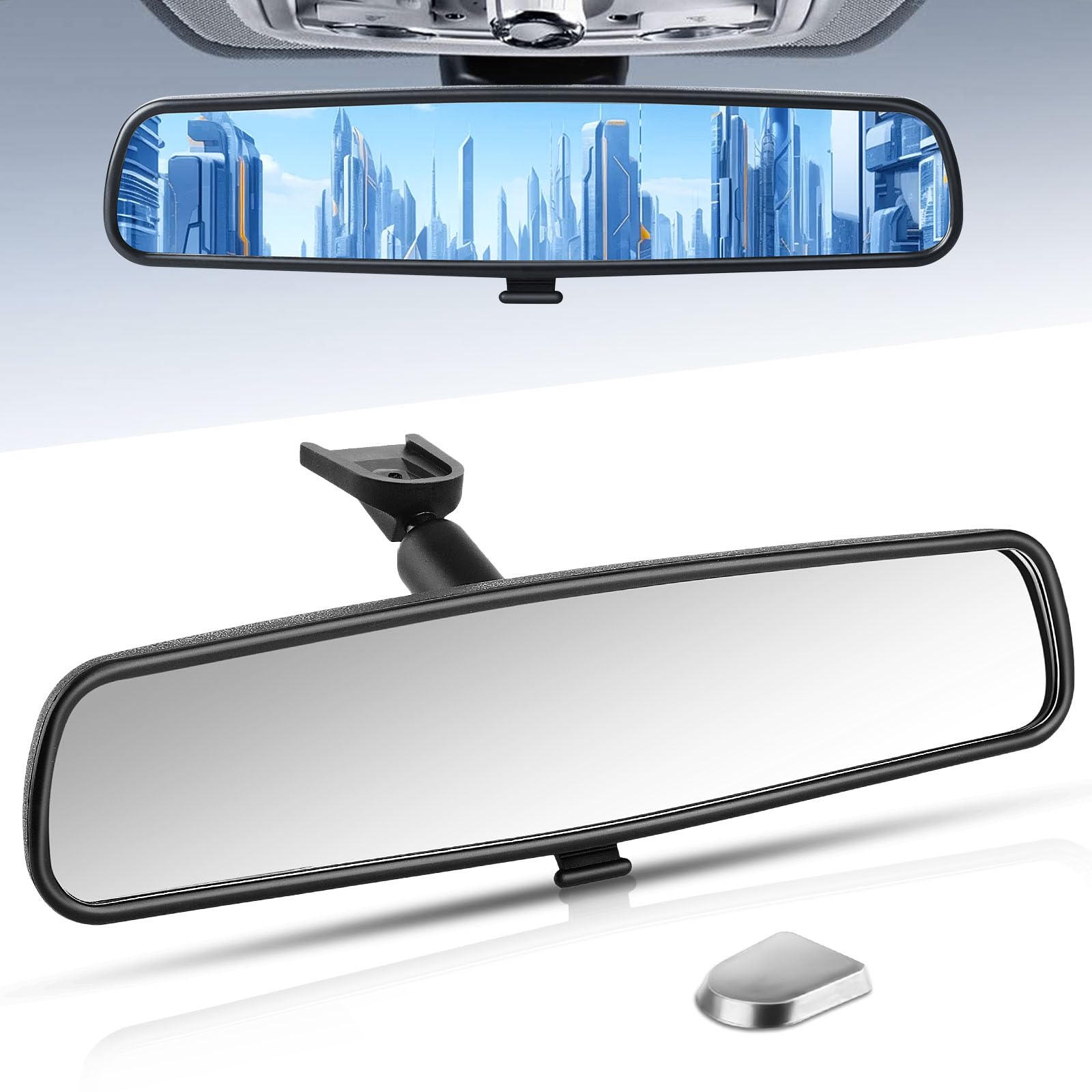 10.5' Rear View Mirror, Interior Rearview Mirror Kit Universal Fit Type Compatible With Chevrolet Ford Toyota Nissan Jeep Honda Subaru Hyundai Kia Mazda Buick And More For Car