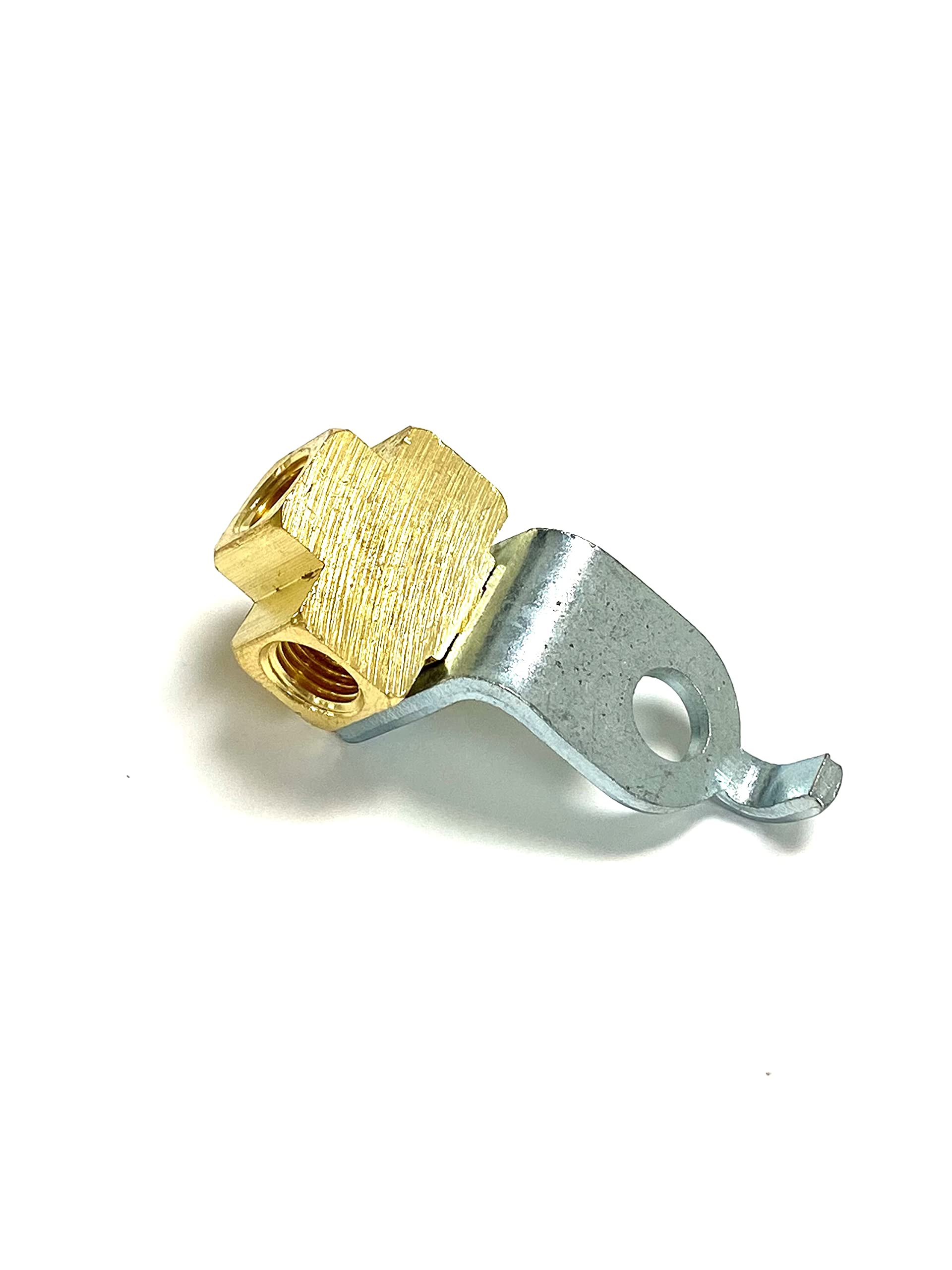 The Stop Shop 3-Way Female Brake Line Tee For 3/16 Inch Tube With Mounting Bracket For Inverted Flare Fittings, All 3/8'-24 Threads Ports (One Piece)
