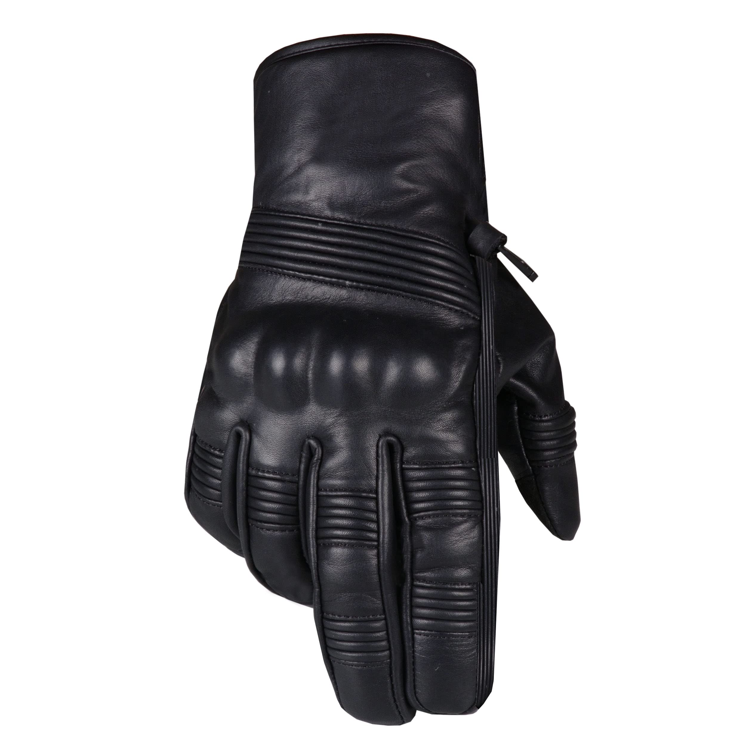 Jackets 4 Bikes Men'S Motorcycle Leather Gloves - Cruiser Protective Premium Gloves With Gel Padding, Knuckle & Palm Protection For Street Riding Black L