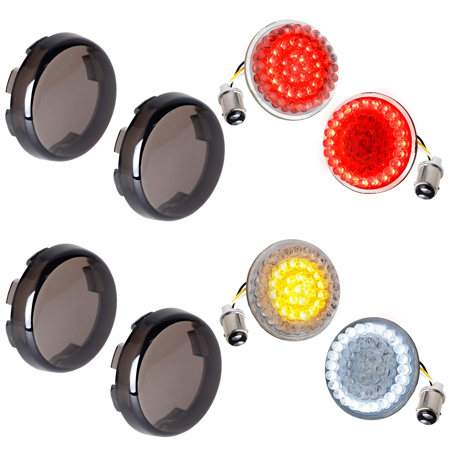 Nthreeauto 1157 Led Turn Signals Front Rear Lights 2Inch Bullet Smoked Lens Cover Compatible With Harley Street Glide Road Glide Sportster Dyna Softail Iron 883 Touring 1986-2023