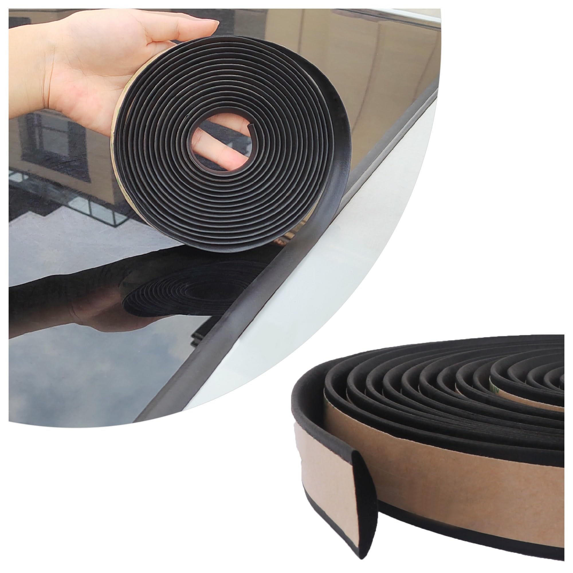 Car Windshield Seal Strip,Flexible Rubber Seal Strip Sunroof Seal Strip,Multifunctional Car Weather Stripping For Front & Rear Windshield,Sunroof,Small Window,Sliding Door(16.4Ft)