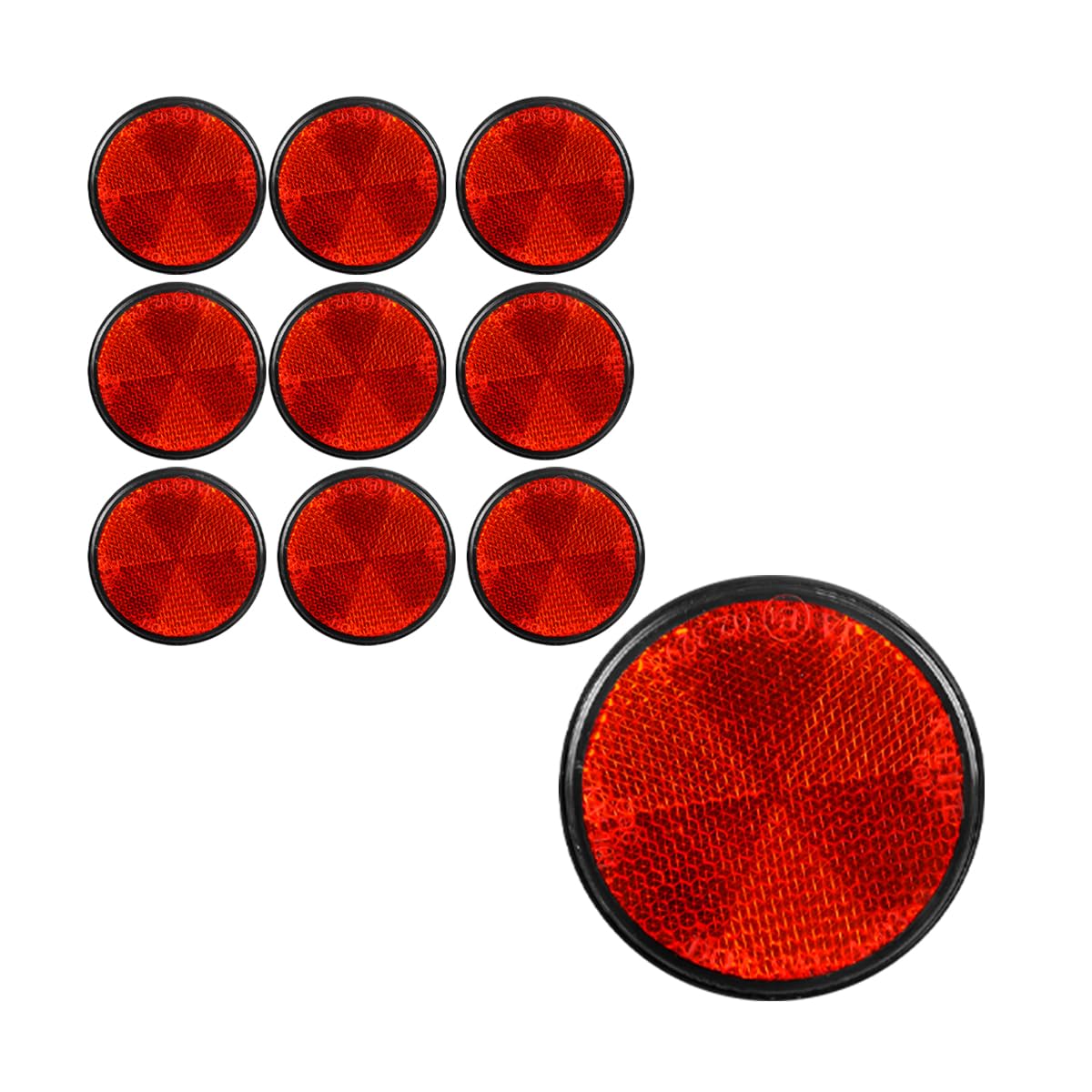 Lkahg 10 Pack Round Reflector, 2 Inch 60Mm Reflective Warning Reflector, M6 Screw Mount, High Visibility Safety Side Marker For Motorcycle Bike, Trailer, Truck, Boat, Mailbox