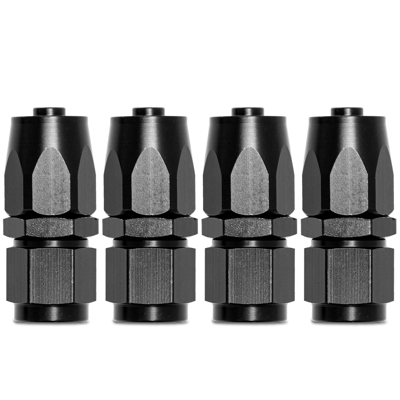 Shineyoo 6An Straight End Fitting 4 Pcs For Braided Fuel Oil Gas Line Hose End 6 An Fittings Aluminum Black