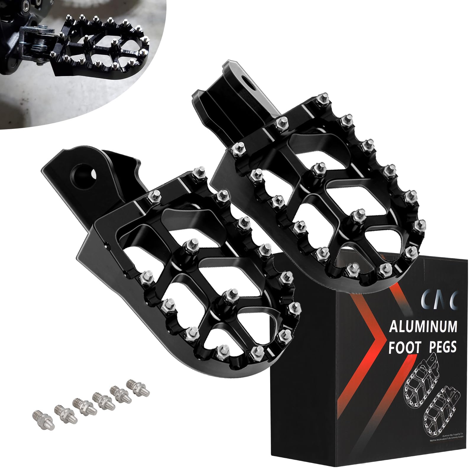 Jfg Racing Dirt Bike Foot Pegs 7075 Cnc Pedals Rests For Surron Light Bee X And S/E Ride Pro Ss/Crf150F Crf230F 03-19/Crf250F 19-24/Xr150L 15-24/Kdx200 83-94-Black
