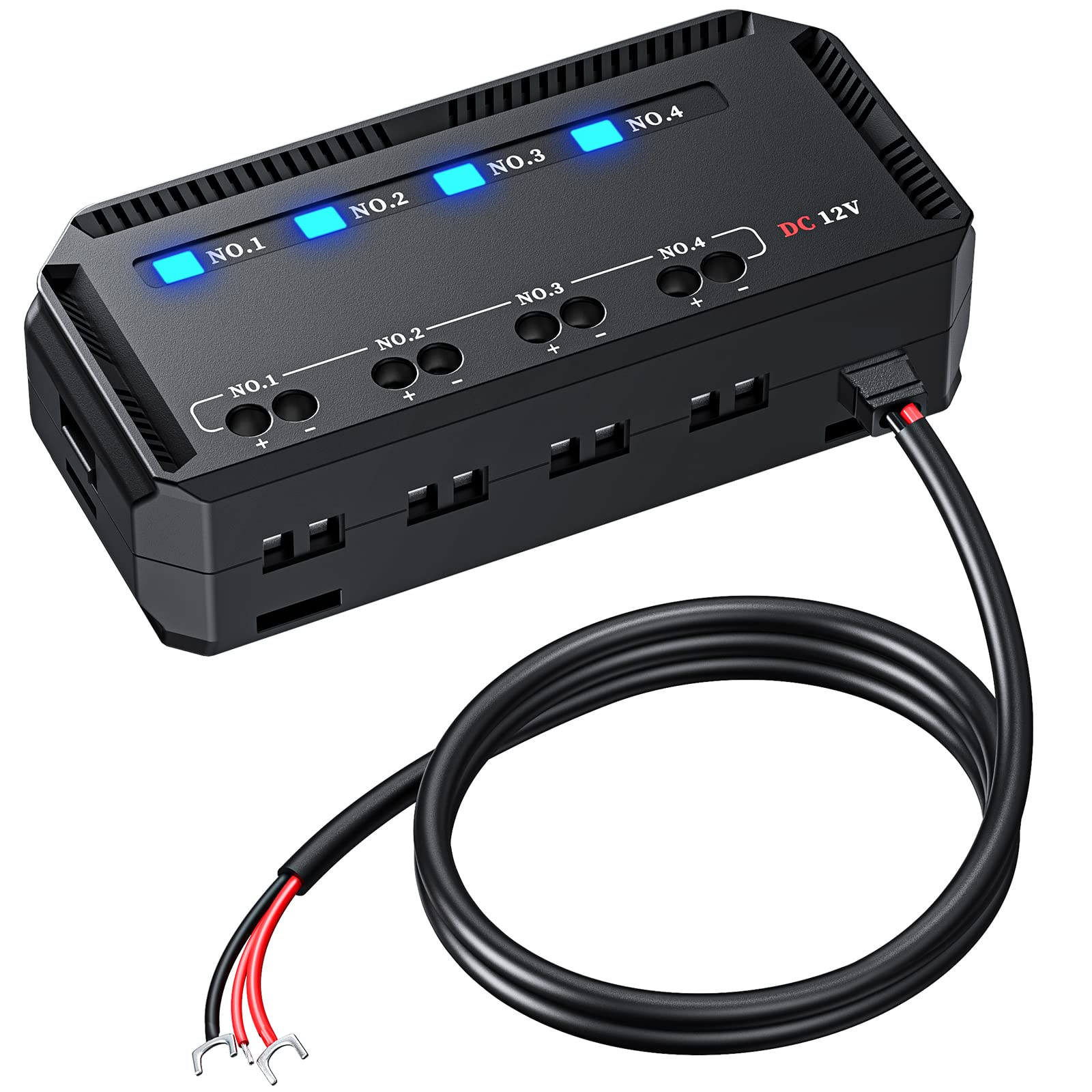 Electop 12V Fuse Block, Universal 20A Motorcycle Automotive Fuse Block Fuse And Relay Box Kit With 4 Circuits Low Profile Mini Blade Fuse Holder, Battery Fuse Box Terminal Block For 12 Volt Vehicles