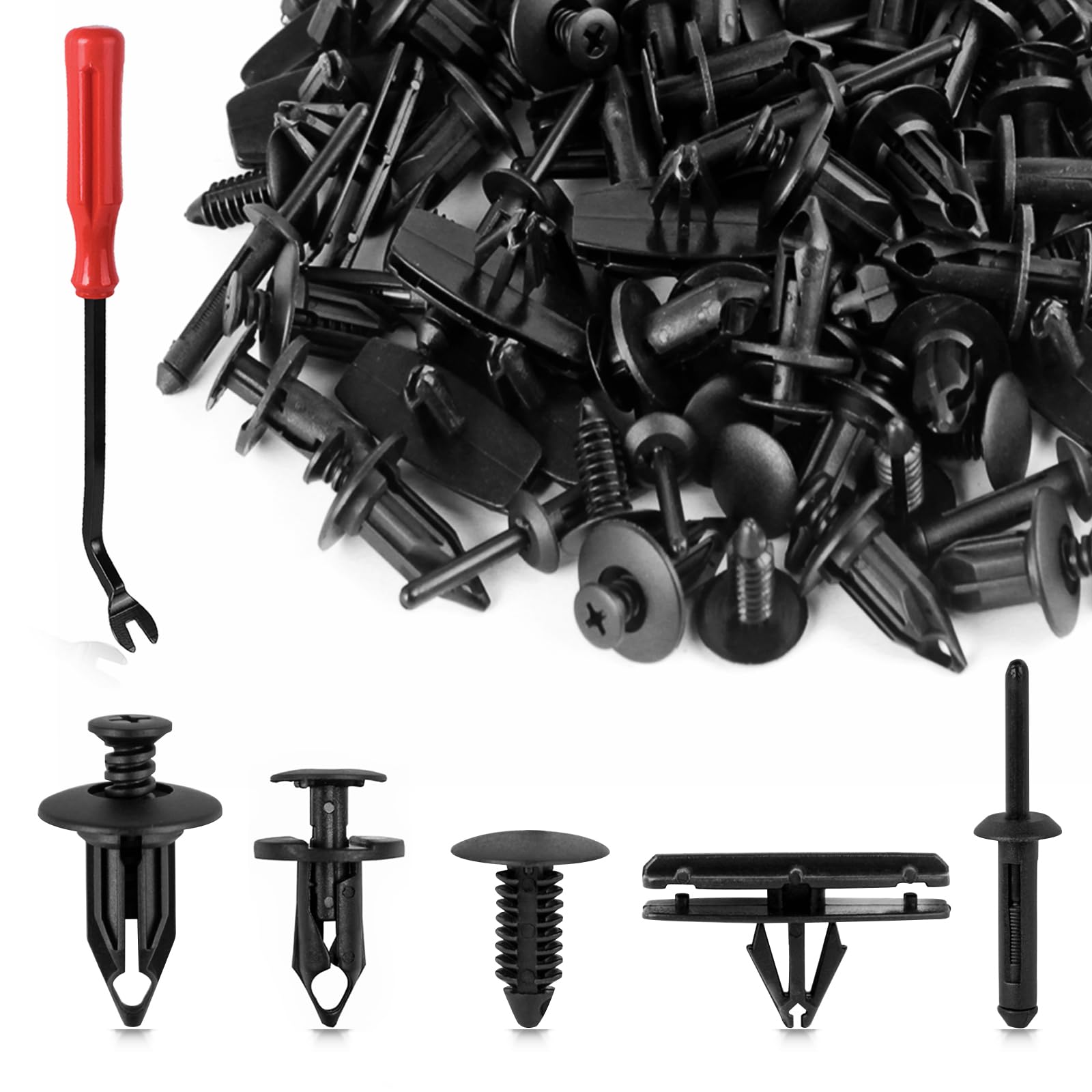 Unigt 6 In 1 Bumper Retainer Clips With Fastener Remover Compatible With Jeep Wrangler Chrysler Dodge Ram Plastic Rivets Replace# 6506007Aa / 6502625/6503598-121Pcs