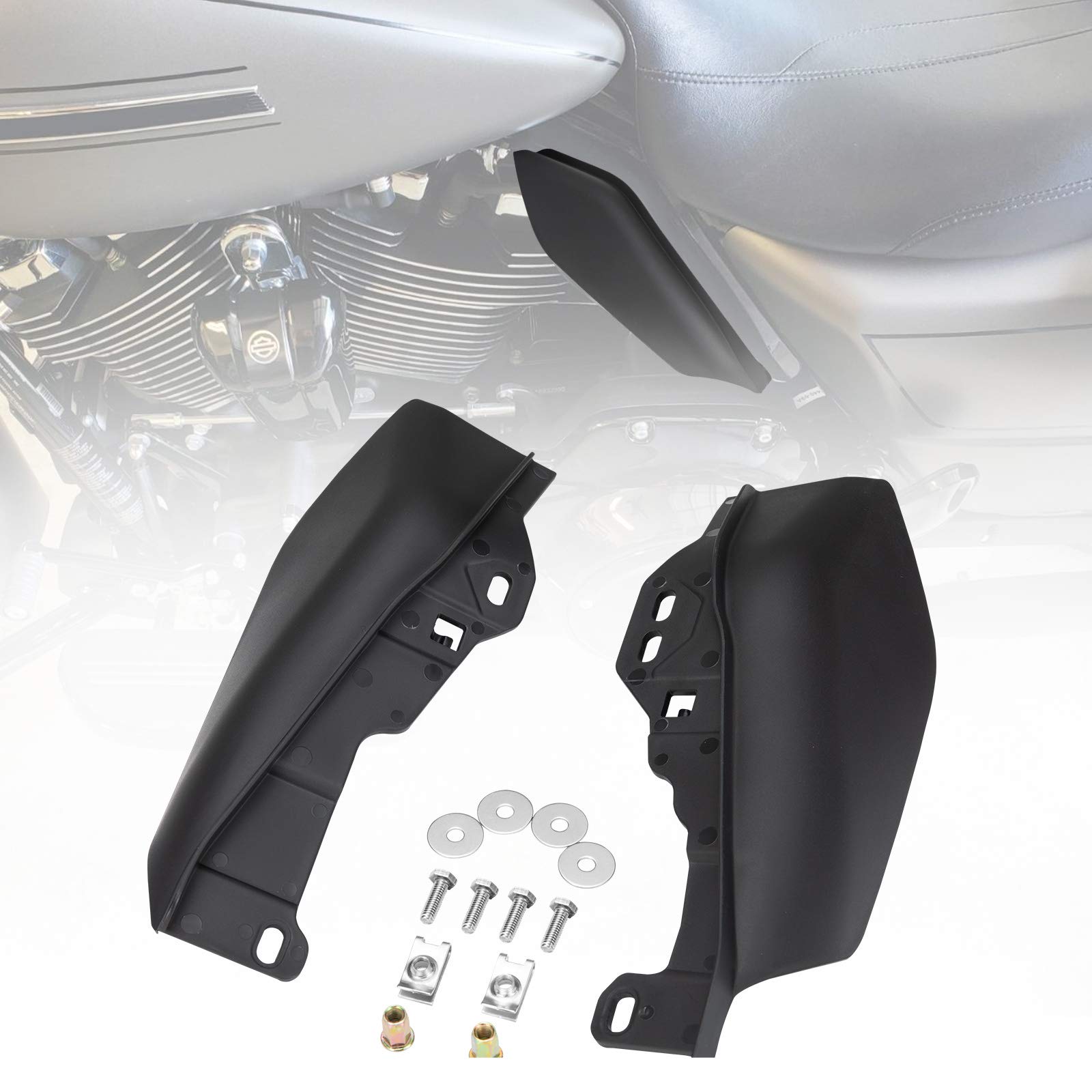 Kiwi Master Mid-Frame Air Deflectors For 2009-2024 Harley Touring Trike Electra/Street/Tri/Road Glide Accessories Heat Shield, Matte Black, Pair