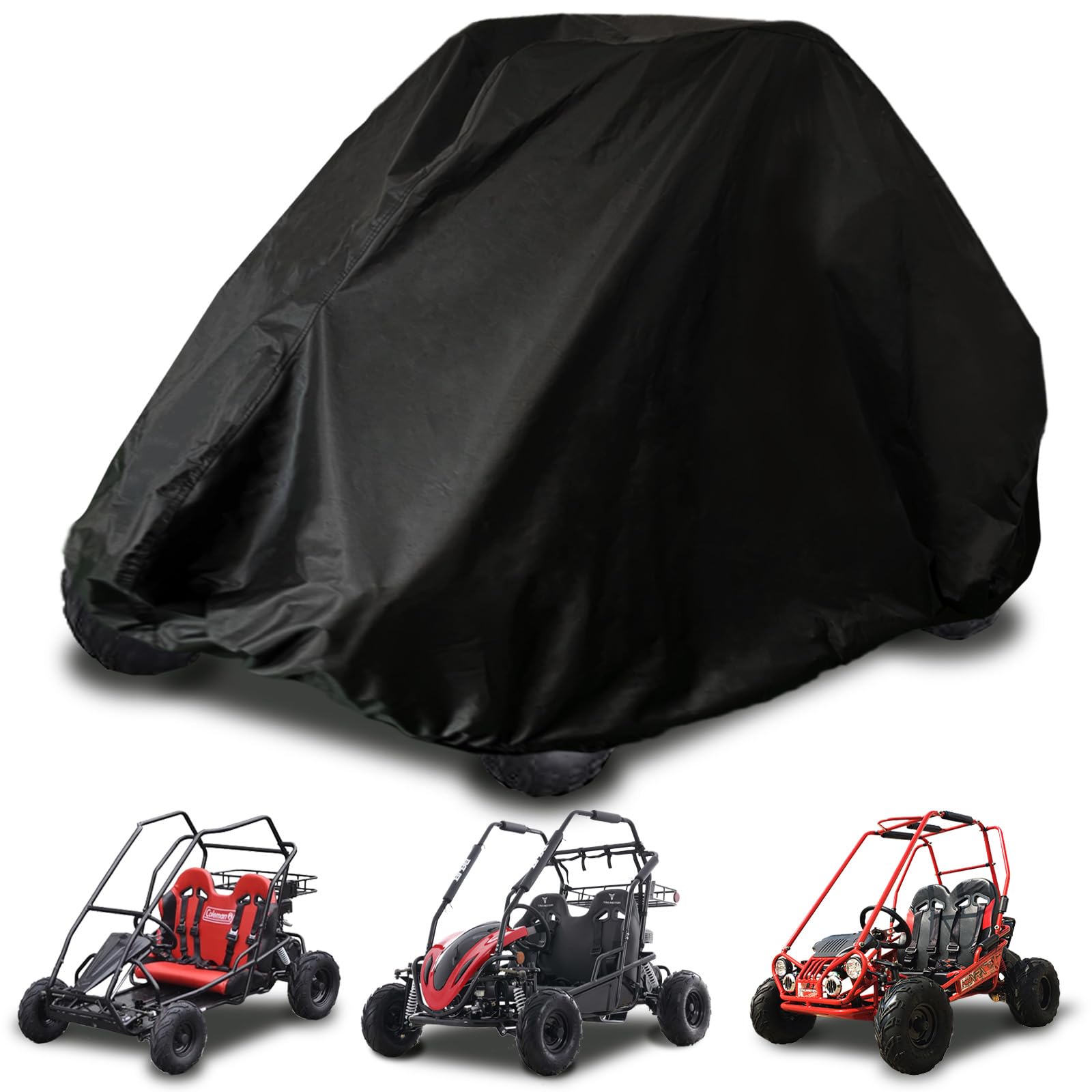 Go Kart Cover,2 Seater For Coleman Kt196 Go Kart Covers 420D Waterproof Large Go Cart Car Cover,Go Kart Accessories For Baja Trailmaster,Mudhead 67' L X 46' W X 47' H