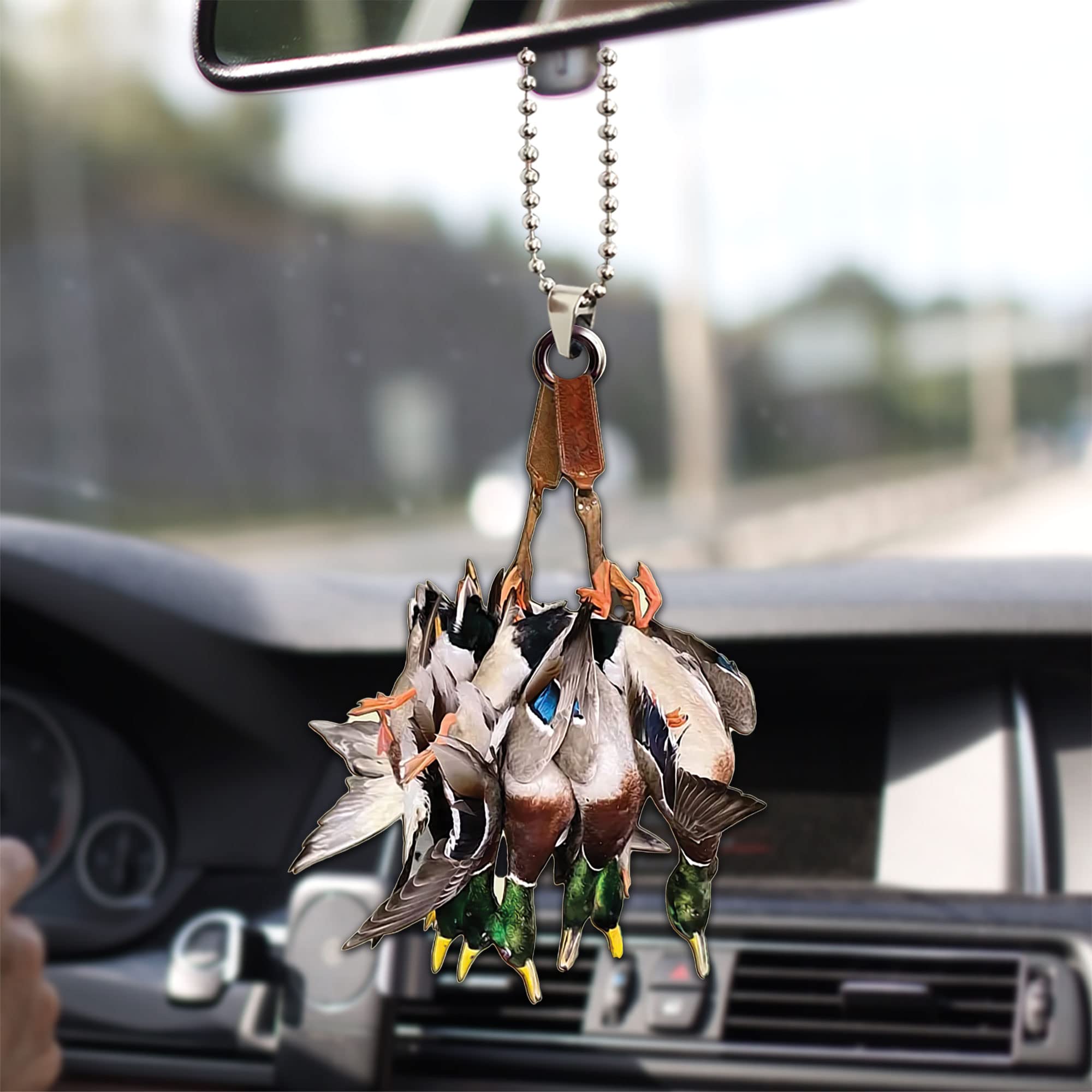 Talataca Duck Hunting 2D Flat Car Rear View Mirror Accessories Christmas Tree Ornament Decoration Hanging Charm Interior Rearview Pendant Decor Gift