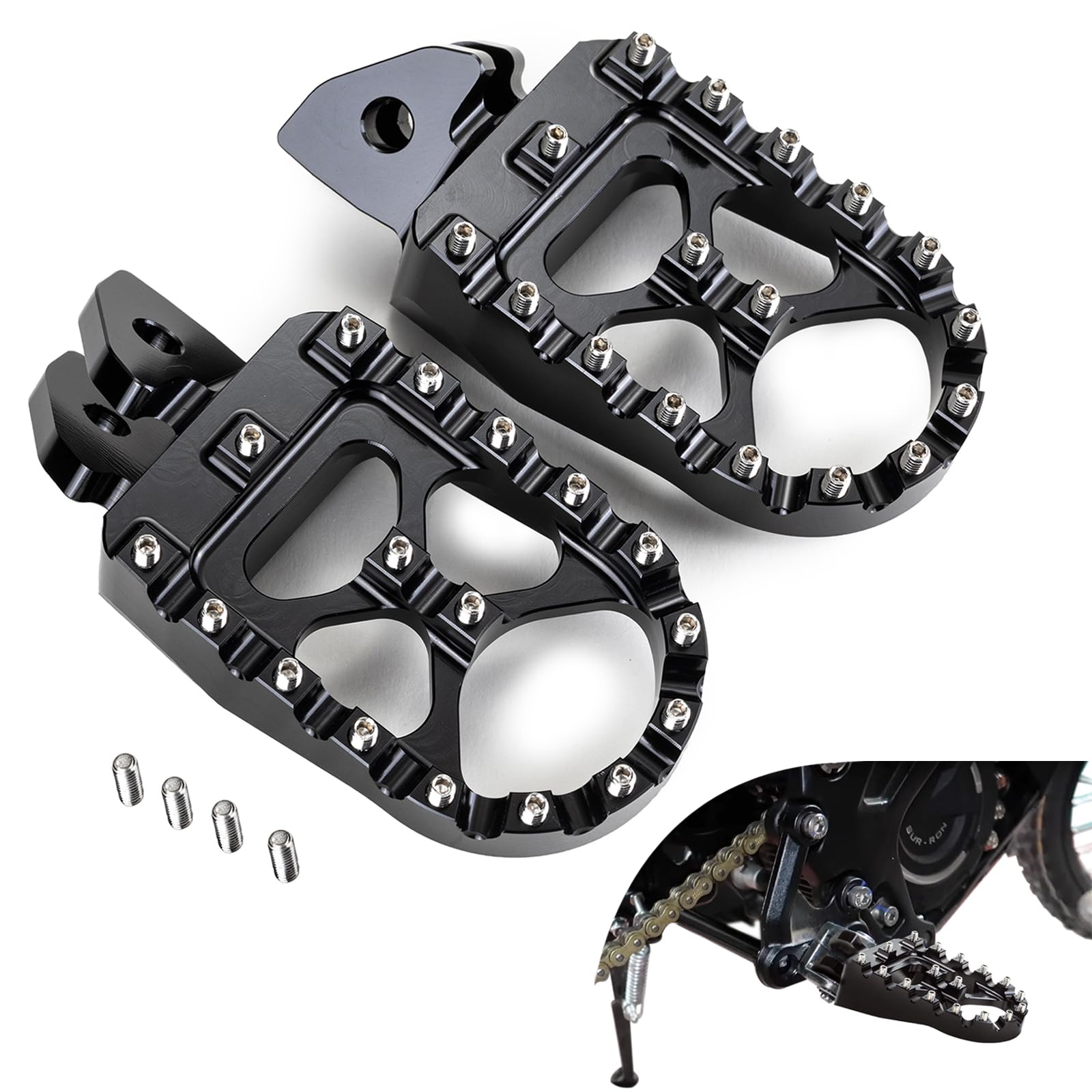 Hopider Sur Ron Foot Pegs, Motorcycle Foot Pegs Dirt Bike Cnc Footpegs Foot Pedals Rests Compatible With Sur Ron Light Bee S/X Segway X160 X260 Talaria Sting Mx3 Mx4 Talaria Xxx, Black