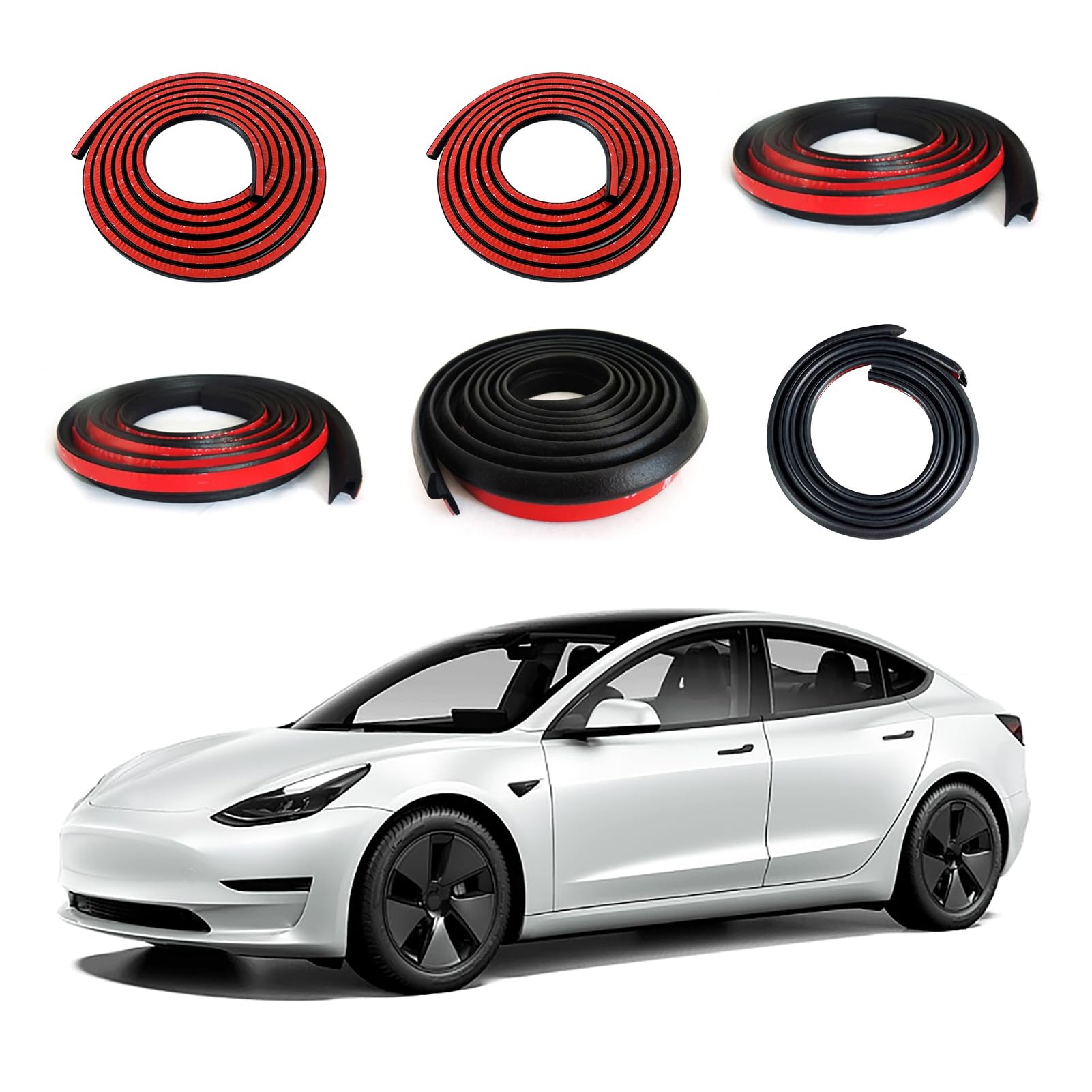Dotaatdw Car Weather Stripping For Tesla Model 3 Car Door Rubber Seal Strip Self Adhesive Auto Soundproofing Weatherstrip For Front/Rear Trunk A-Pillar B-Pillar Front/Rear Door