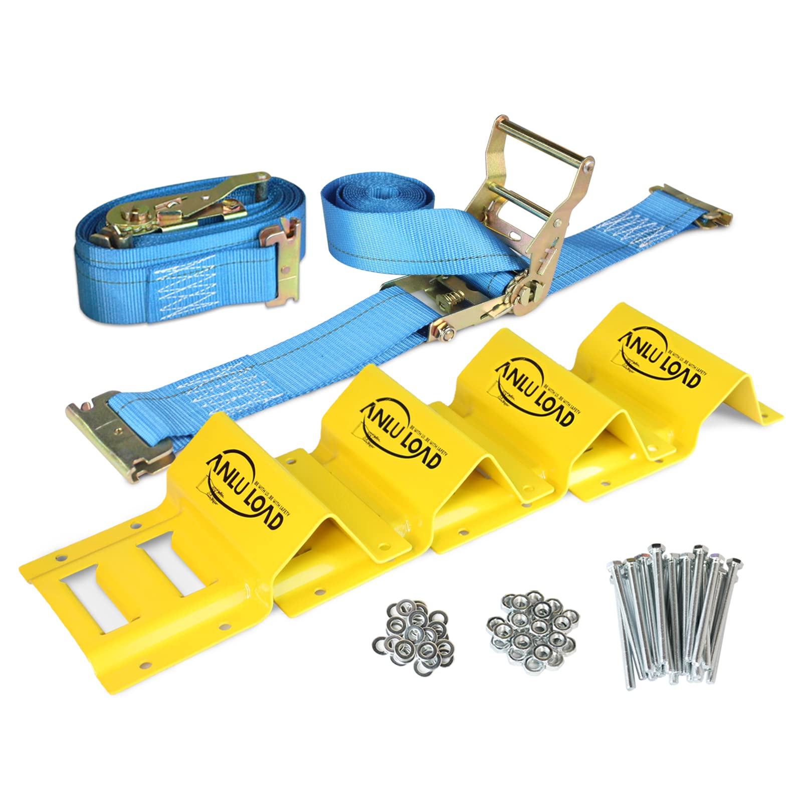Anluload Wheel Chock Tie Down Kit,Wheel Tie Down Straps,E Track Tie Down System For Atv,Utv,Construction Equipment&Small Tractors.