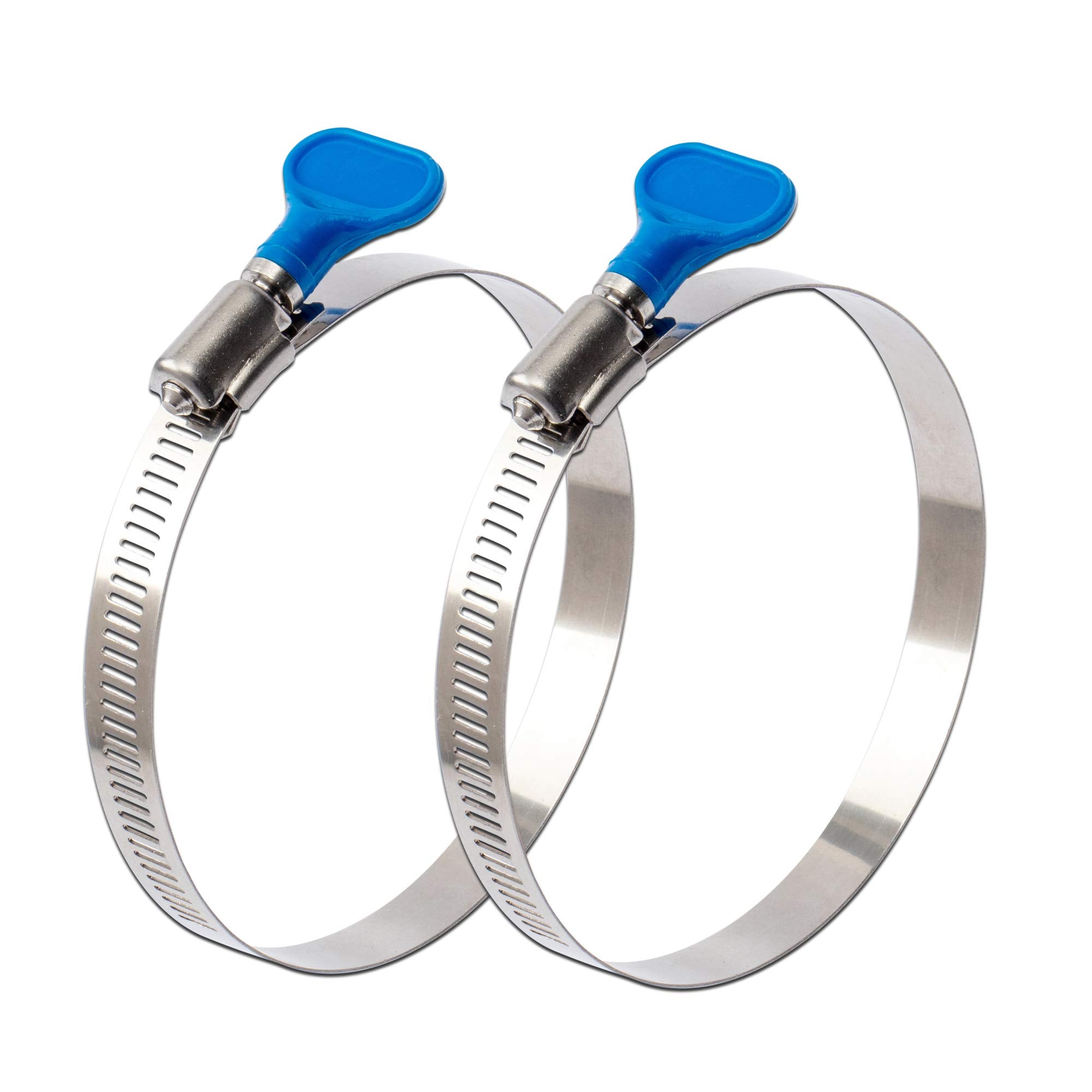 Ispinner 2Pcs 4 Inch Key-Type 304 Stainless Steel Worm Gear Hose Clamps, Adjustable Size Range 91-114Mm Clamps For Dryer Vent, Dust Collector And Automotive