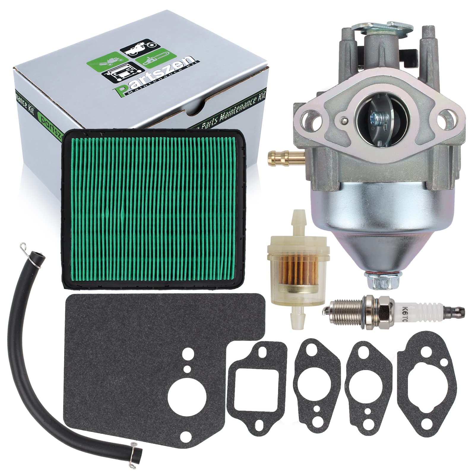 Partszen Carburetor Assembly 16100-Z8B-911 H-Onda Gcv140 Gcv160 Gcv190 Gc140 Gc160 Gc190 Push Pull Chock Carburetor With Fuel Line Kit Air Filter Spark Plug