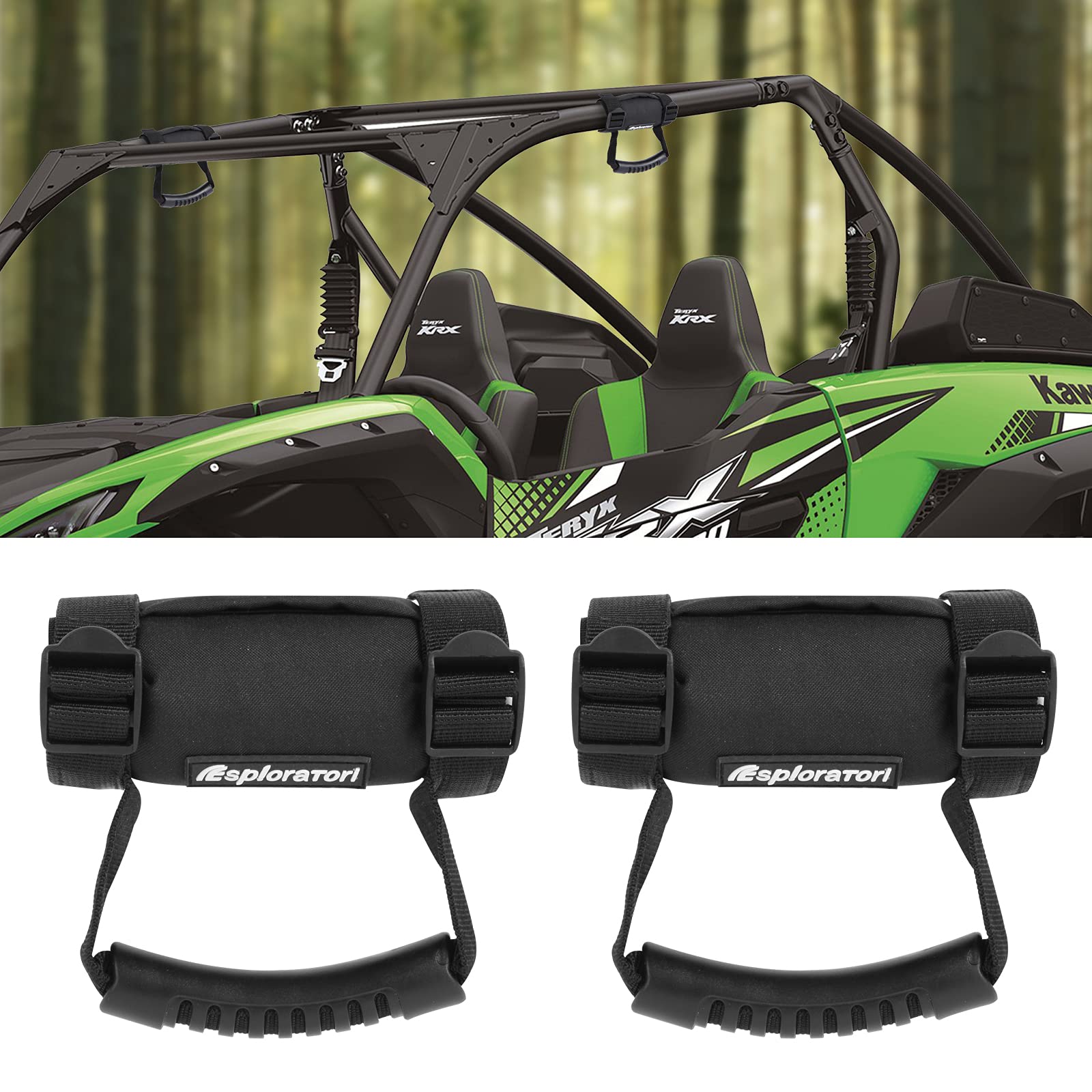 Utv Roll Bar Grab Handle Grips, Utv Grab Handles For 1.5'-2' Roll Bar Compatible With Polaris Rzr, Can Am, Gator, Kawasaki, Wildcat, Yamaha Rhino And Yxz (2 Pack)