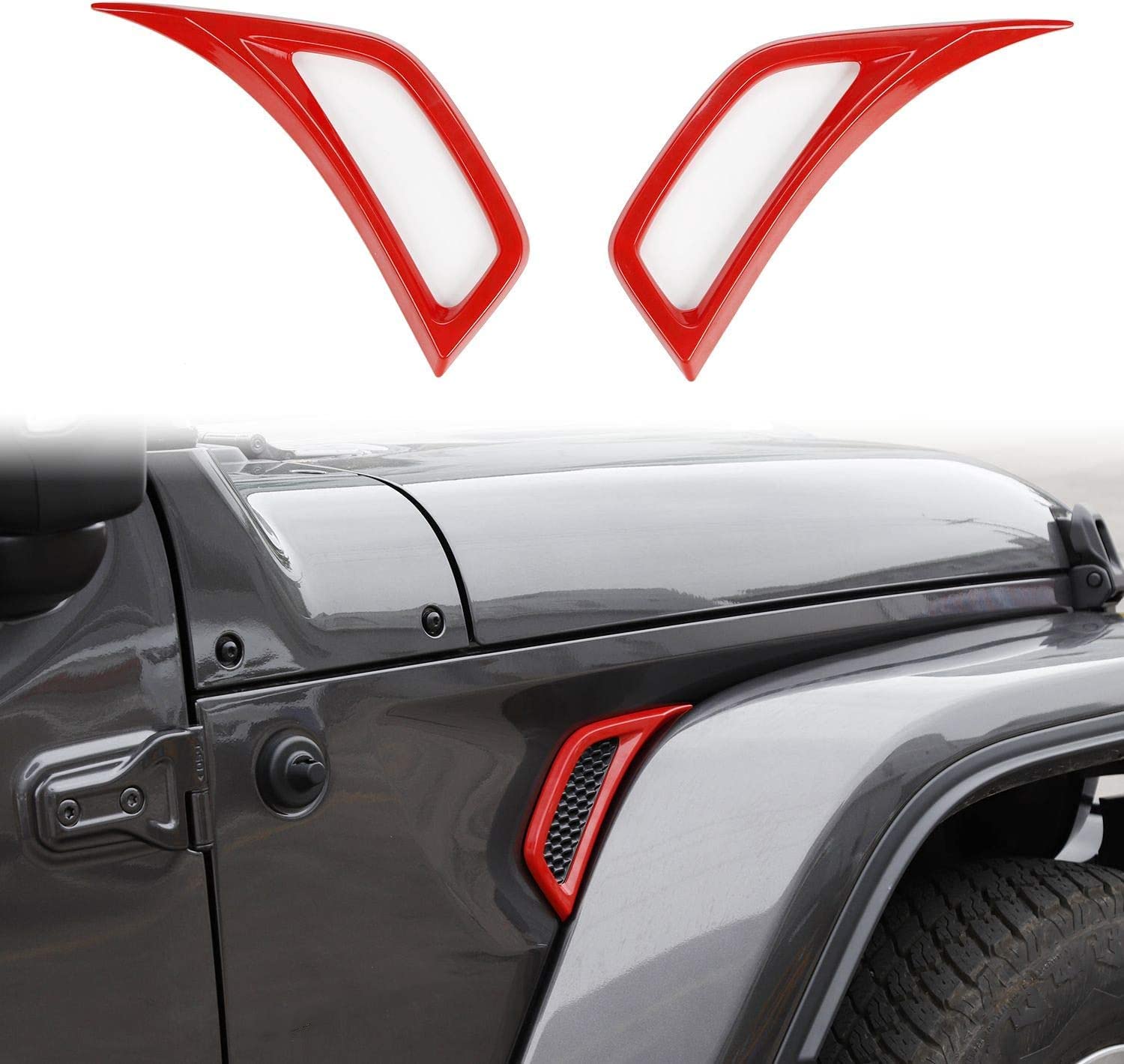 Voodonala For Jeep Jl Side Air Conditioning Vent Outlet Decoration Trim For 2018-2024+ Jeep Wrangler Jl Jlu Gladiator Jt, Abs Red
