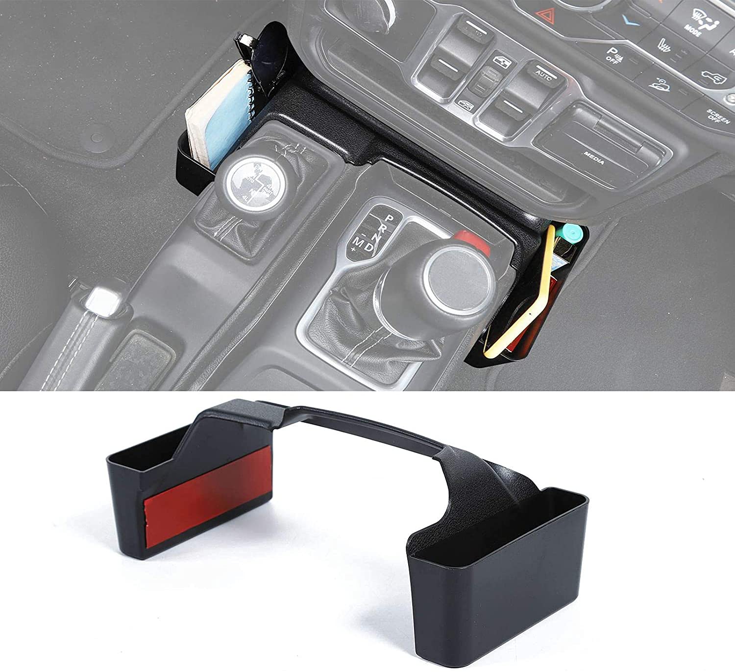 Jwwy Update Gear Tray For 2018-2024+ Jeep Wrangler Jl Jlu & Gladiator Jt Gear Shift Shifter Storage Box Center Console Compartment Organizer Bin, Interior Accessories, Matte Black (Patent Design)