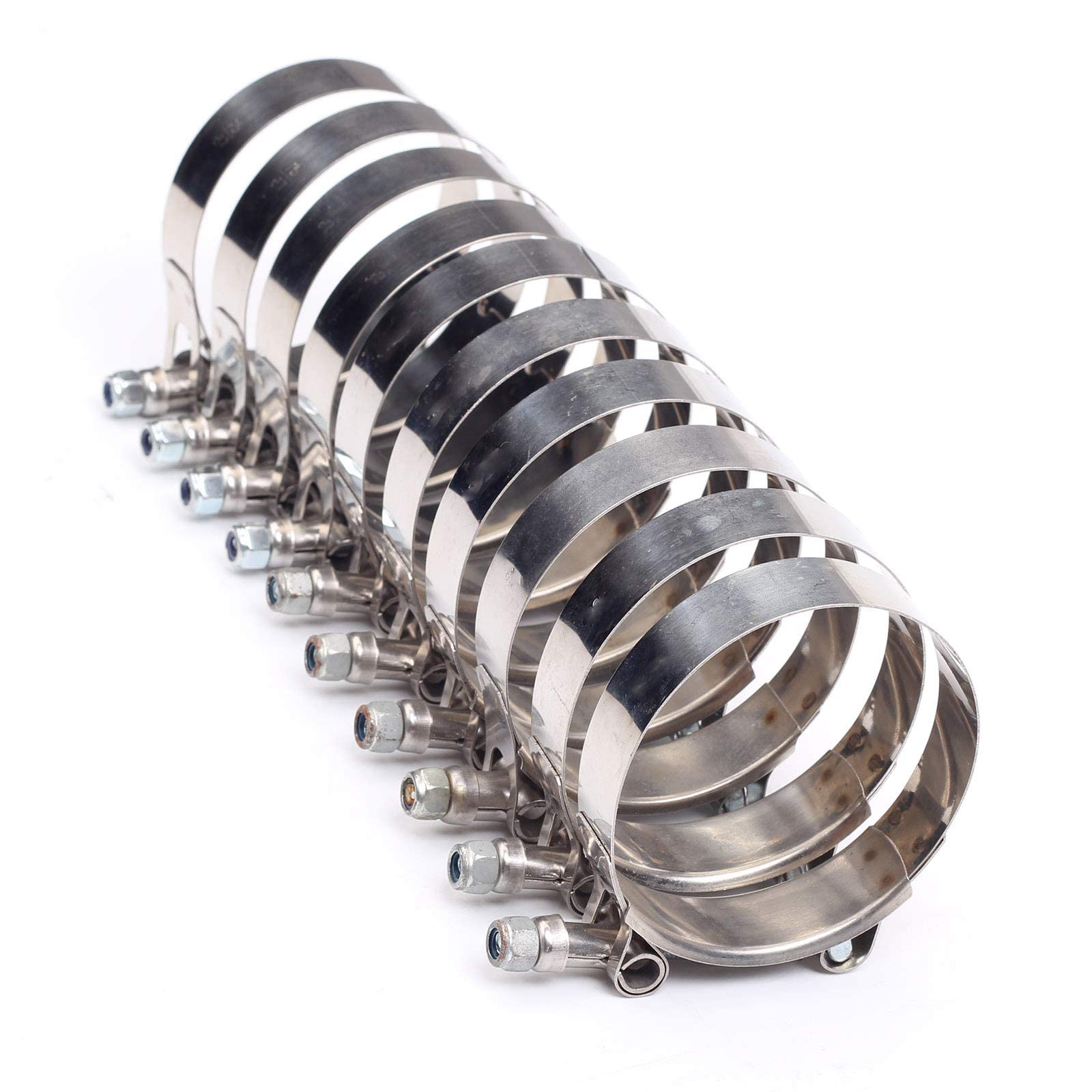 10Pcs 70Mm - 78Mm Stainless Steel T-Bolt Clamps Turbo Intake Intercooler Clamp For 2-1/2' Hose