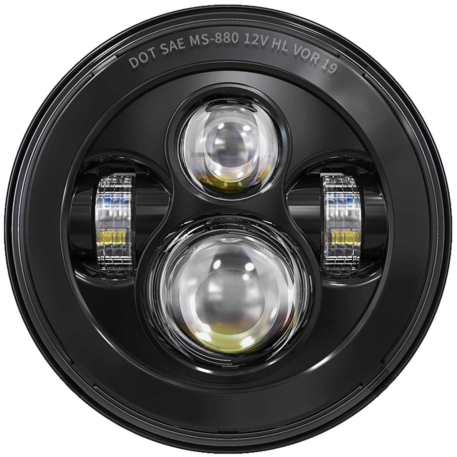 Bicyaco Dot 7 Inch Motorcycle Led Headlight Headlamp Compatible With Harley Davidson Electra Glide Street Glide Fat Boy Road King Heritage Softail Switchback Black