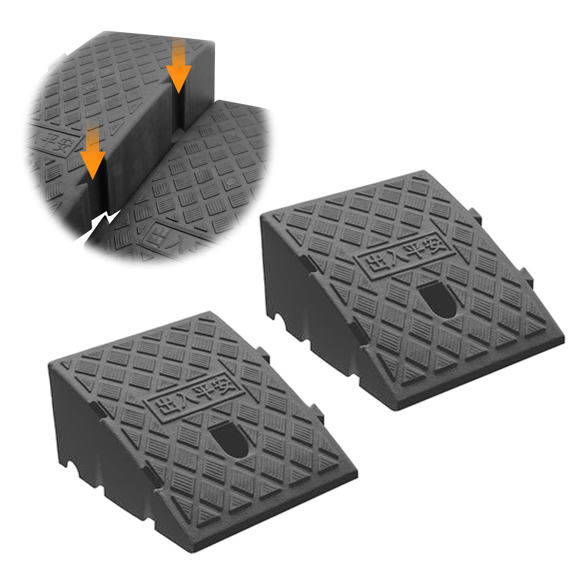 Curb Ramp, Portable Lightweight Plastic Driveway Curb Ramps,Ramps For Low Cars,Motorcycle Ramp,Curb Ramps - 2Pcs (High5 In(12.7Cm))