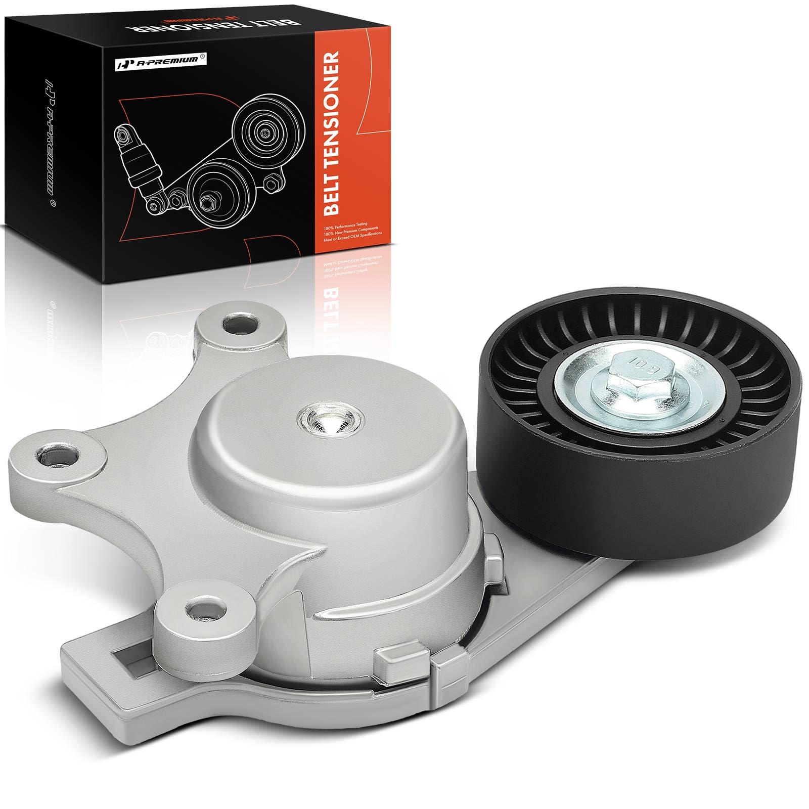 A-Premium Belt Tensioner Assembly with Pulley for Ford, Lincoln, Mazda, Mercury - Replaces BT4E6B209CC, 7T4E6B209EC