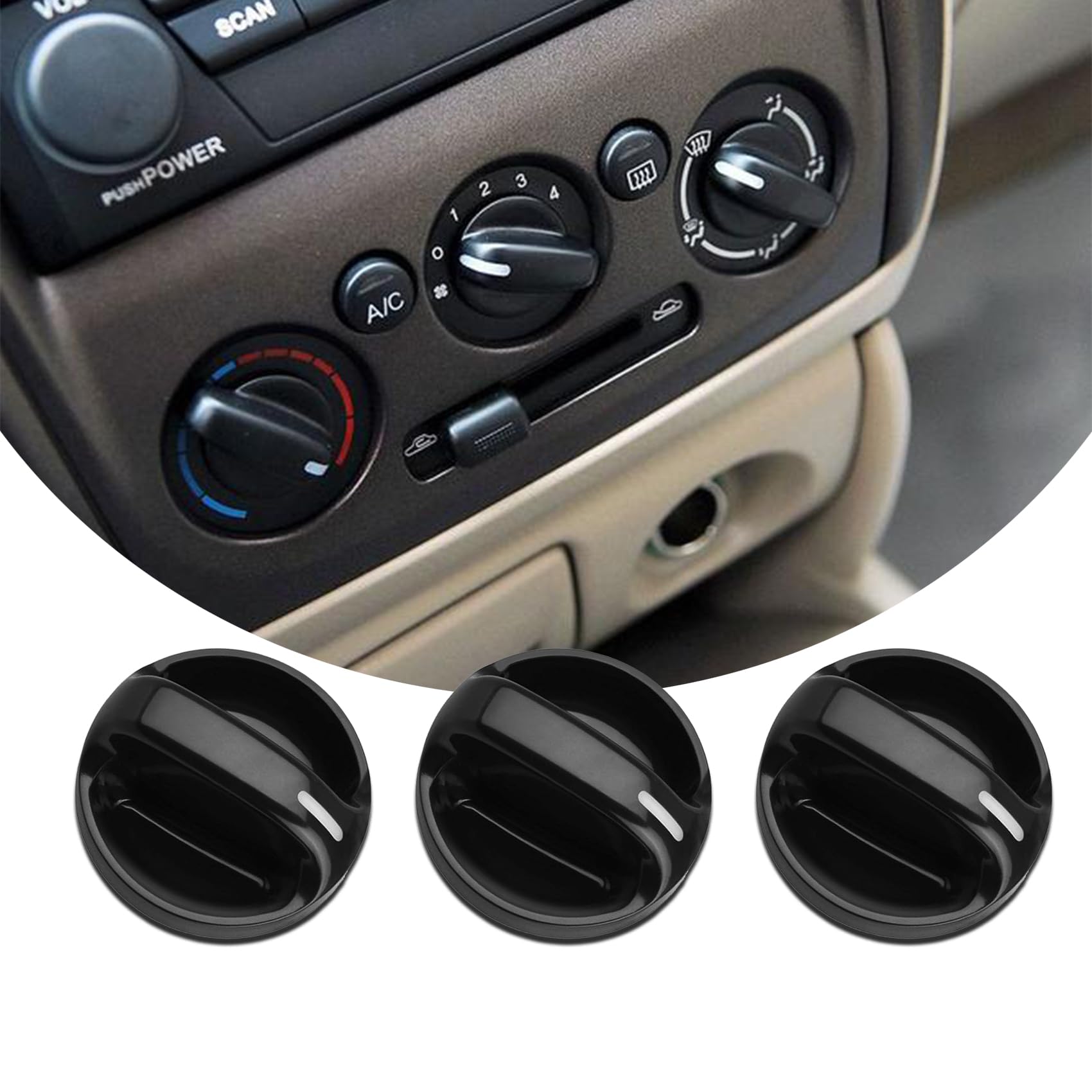 Kutyun 3Pcs Ac Climate Control Knob, Replacement Ac Heater Blower Fan Control Knob #55905-0C010, Car Accessories Air Conditioner Heater Switch Compatible With Toyota Tundra 2000-2006
