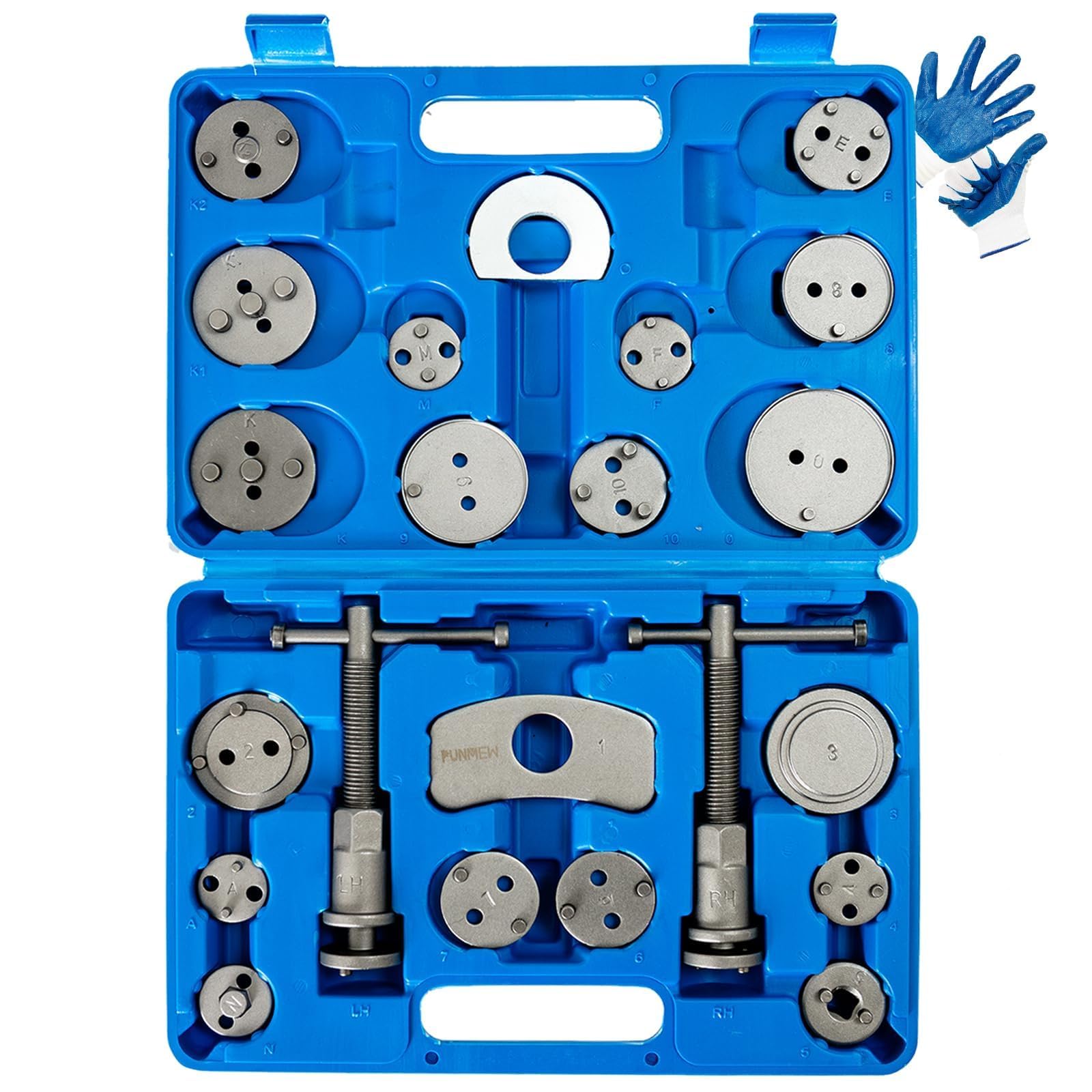 Punmew Brake Caliper Compression Tool 24-Piece Heavy Duty Disc Brake Piston Caliper Compressor Rewind Tool