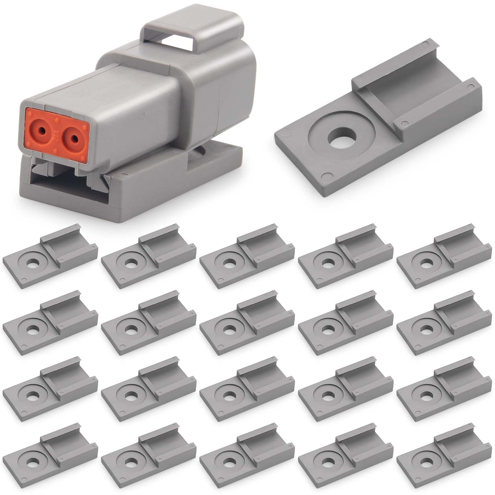 Jrready St6354 Deutsch Circular Connectors Accessories Kit,20 Pcs Mounting Clips For Deutsch Dtm, Dtp, Dt Dthd Series Size 2/3/4/6/12 Pin Connector With Work In Car Connector Accessory