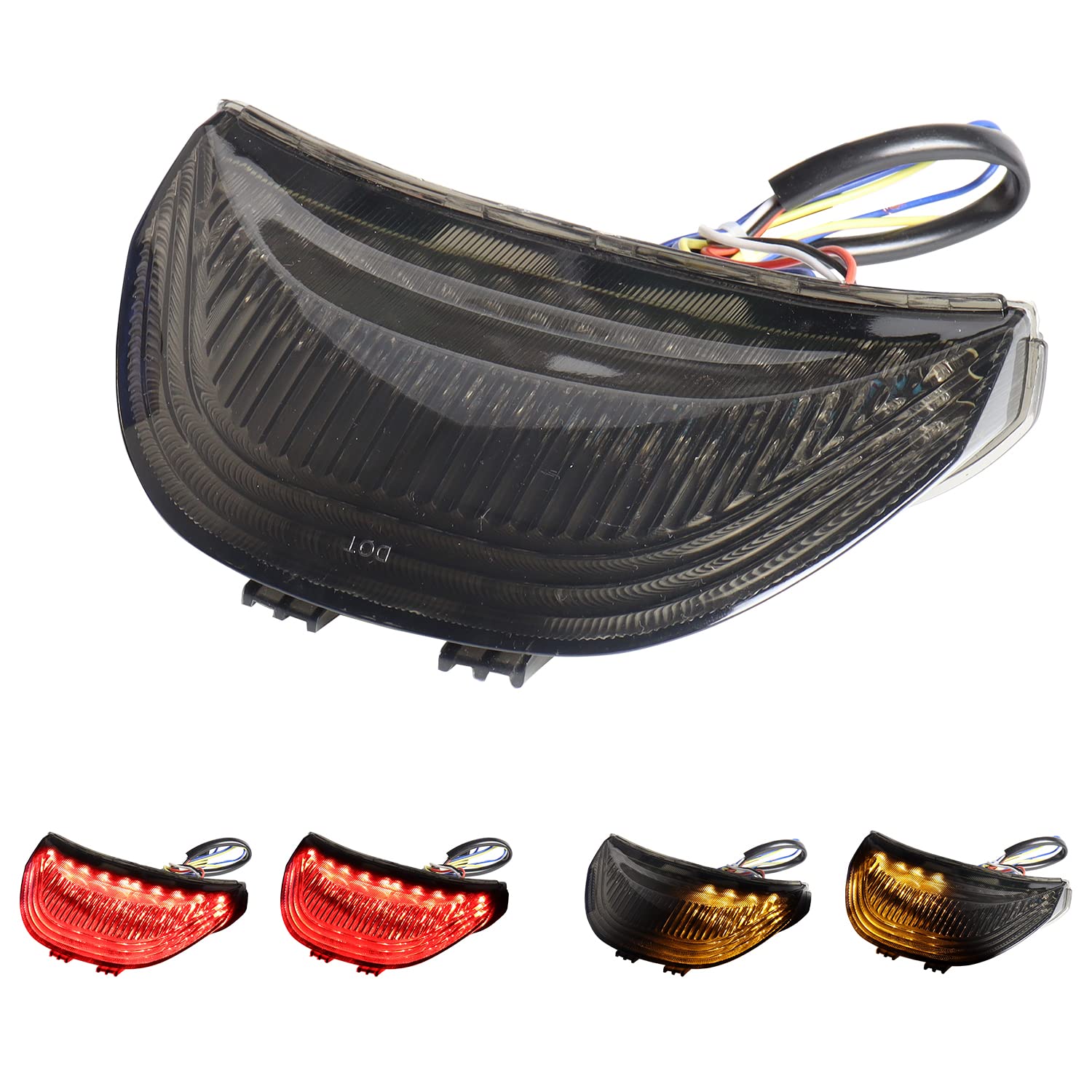 Dtr2017 Smoked Atv Led Tail Light, 12V Motorcycle Brake Light With Led Turn Signals Compatible With 2003-2006 Honda Cbr600Rr, 2004-2007 Cbr1000Rr