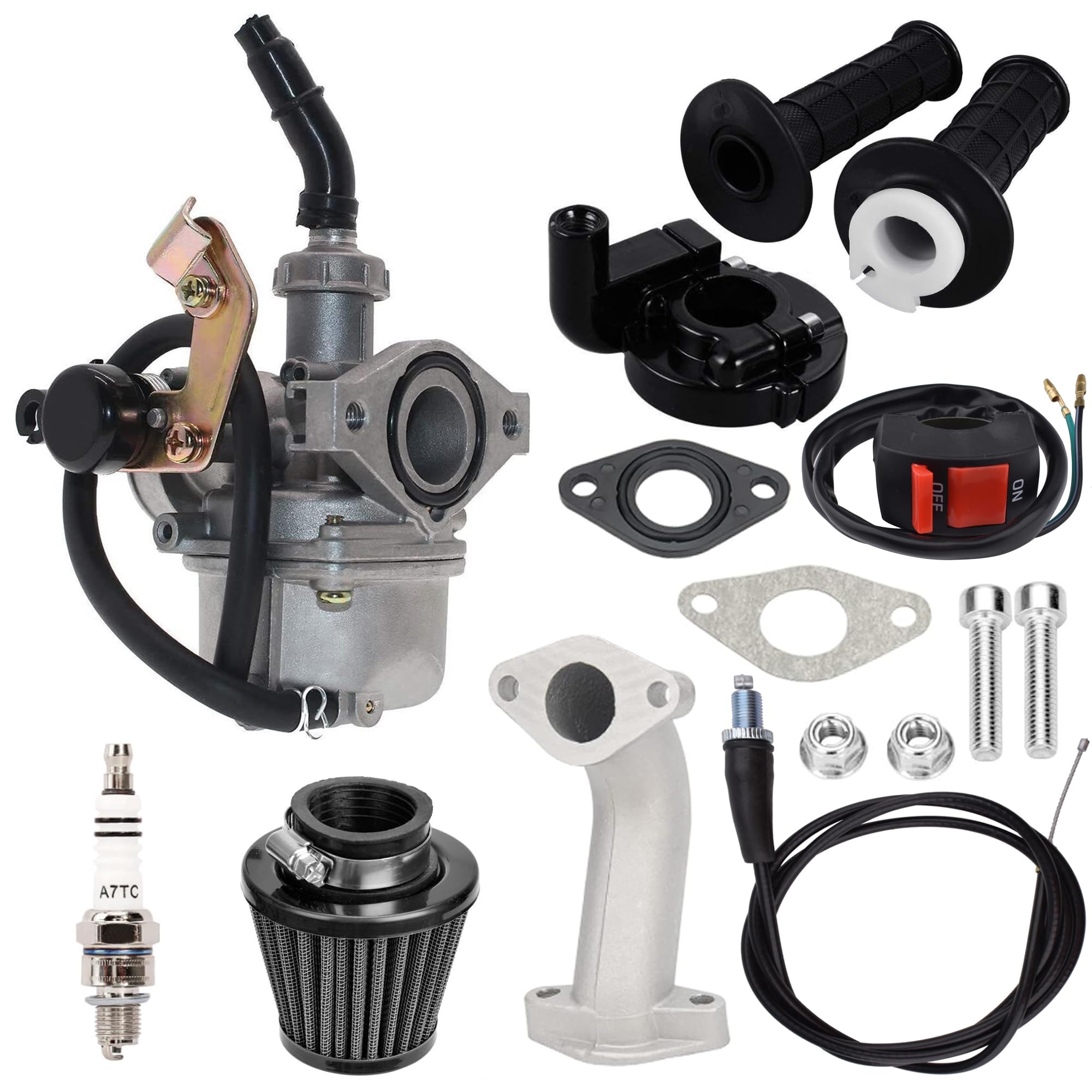 Pz19 Carburetor Kit For For 50Cc 70Cc 80Cc 90Cc 110Cc 125Cc Atv Dirt Pit Bike, Durable, Ideal For Taotao Honda Crf, Chinese Quad 4 Stroke, Atv Go Kart Pit Dirt Bike (Bracket)