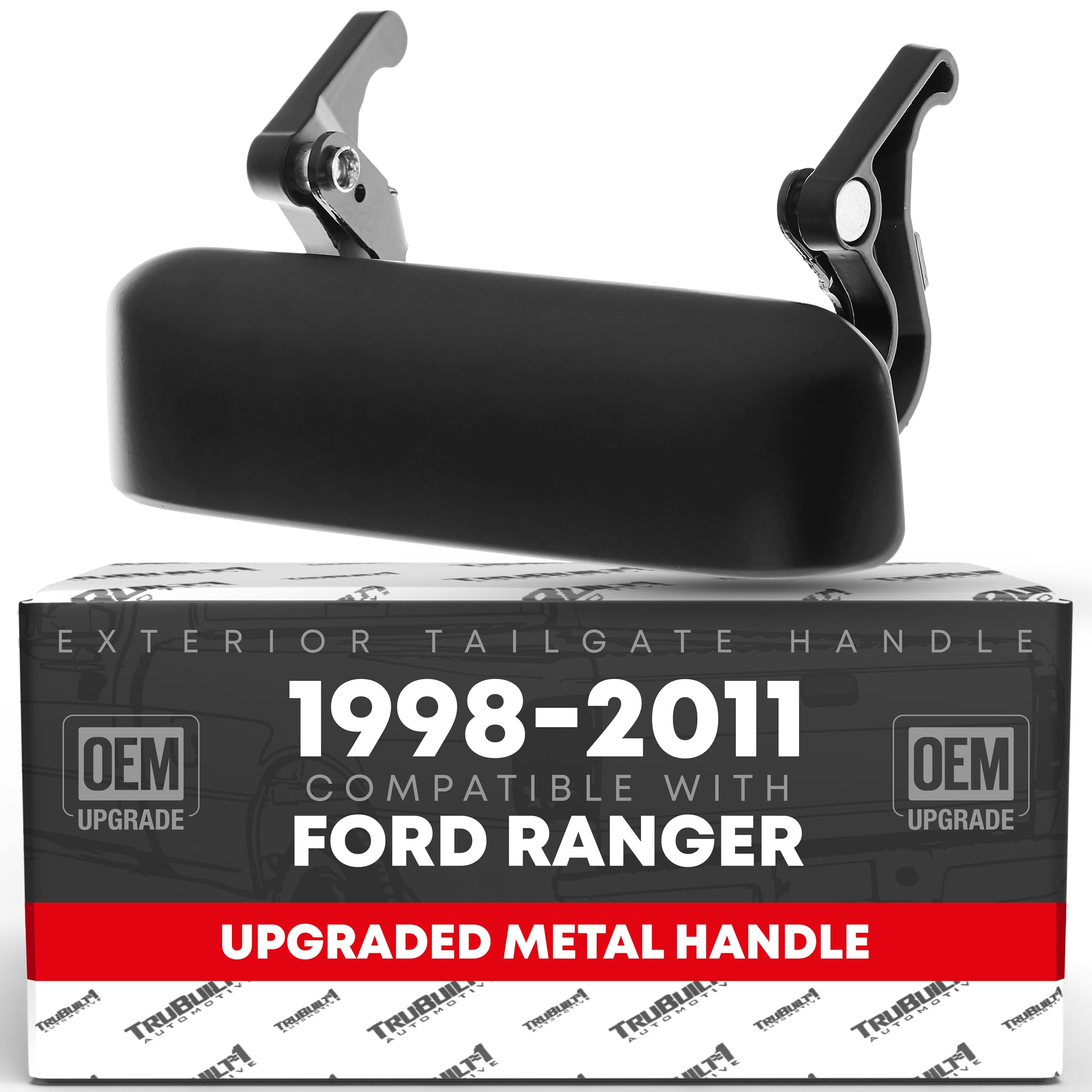 Tailgate Handle Latch, Upgraded Metal - Compatible With 1998-2011 Ford Ranger - Tail Gate Handle Assembly Smooth Black, Xl5Z-9943400-Aaa, Xl5Z-9943400-Metal, 1L5Z9943400Aaa, 77872, 90695, Fo1915109