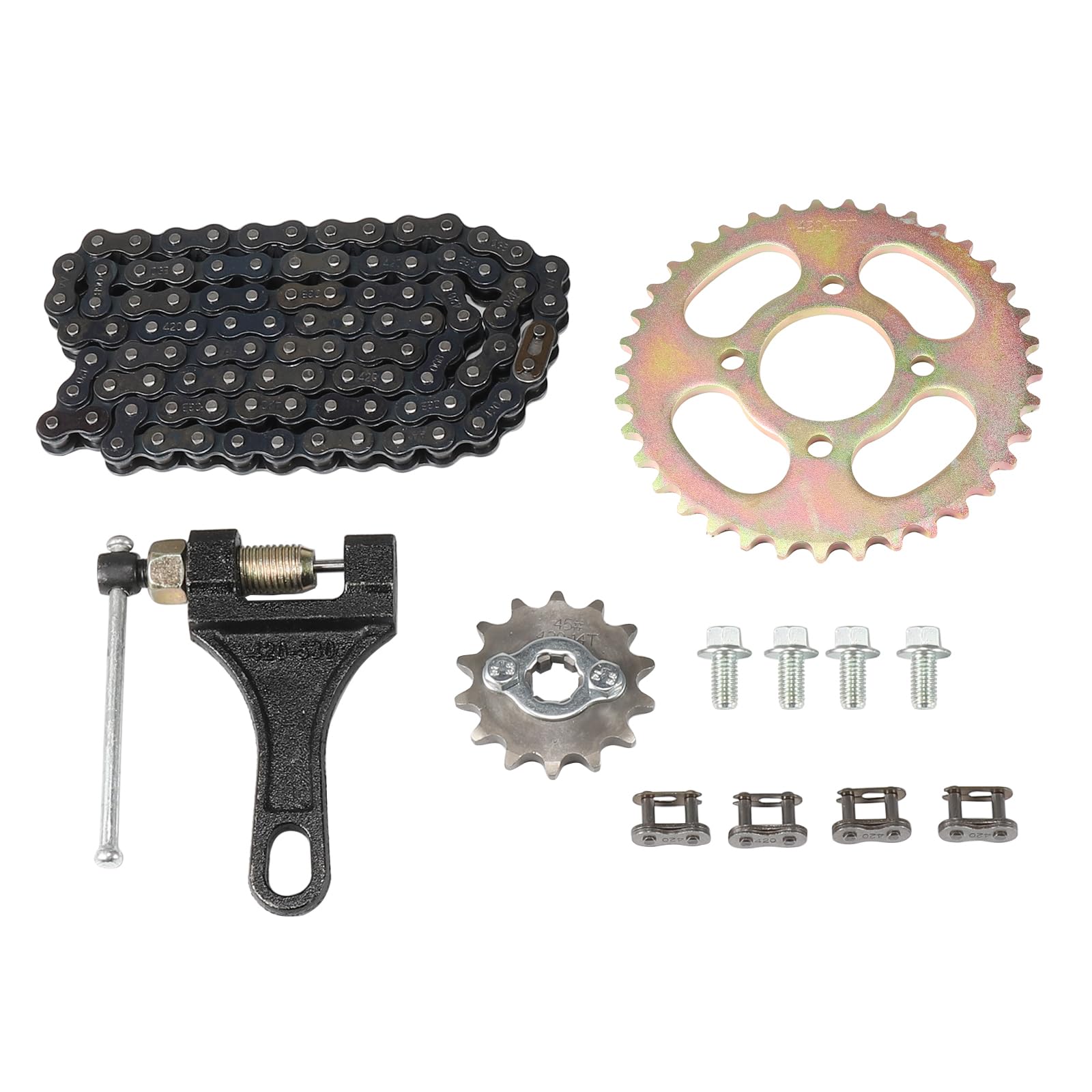Relibupdater 420 Rear Sprocket 37 Tooth,96L Chain,Front Sprocket 14T Kit For The Atv 70 90 110 125Cc Quad Bike Motorcycle