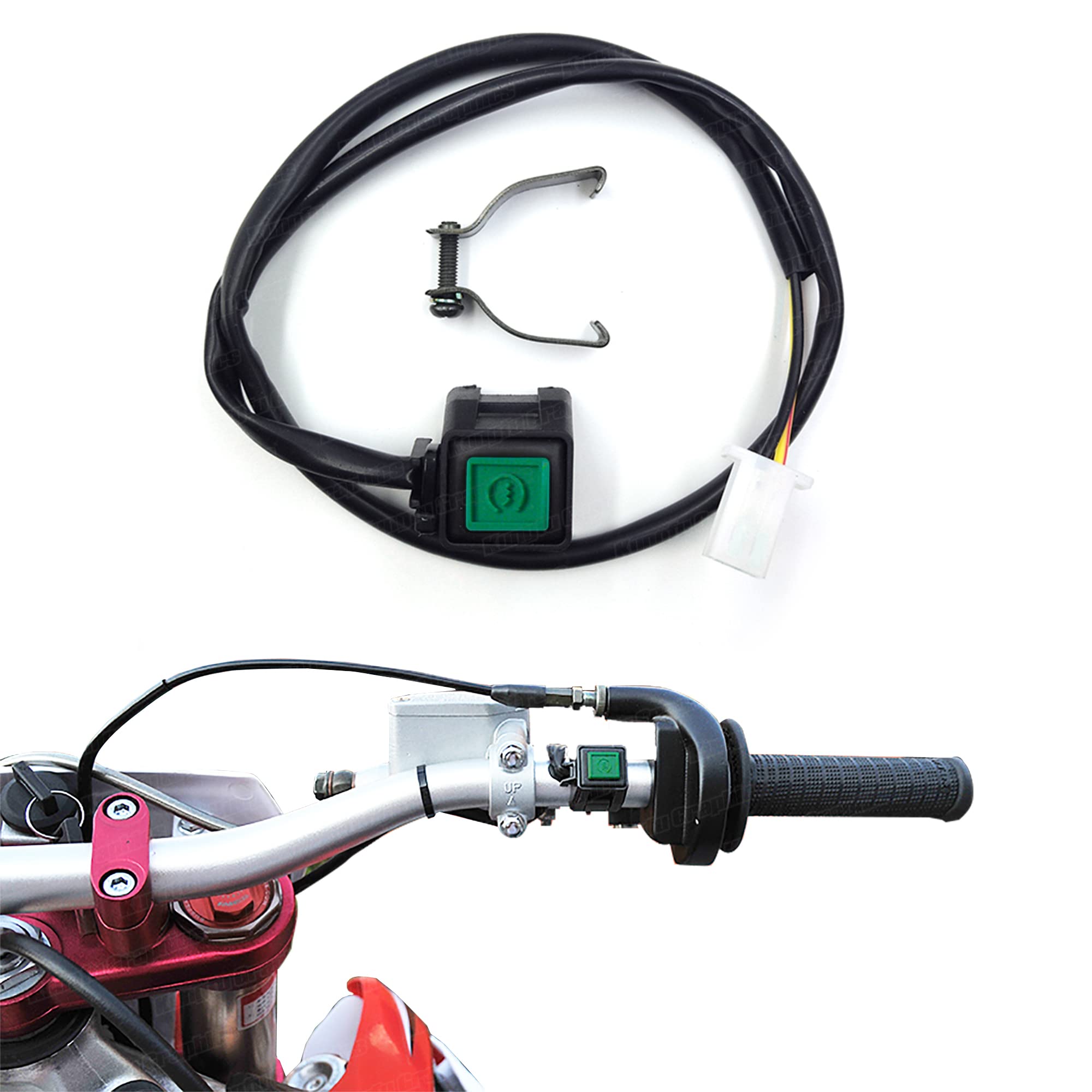 Handlebar Engine Start Switch Universal Motorcycle Atv Utv, Green Button