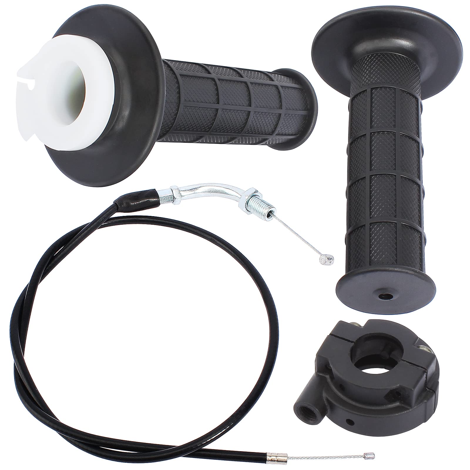 Qazaky Twist Throttle Accelerator Handle Grip Cable Set For Quad Atv Go Kart 4-Stroke Pit Dirt Mini Pocket Bikes 50Cc 60Cc 66Cc 90Cc 110Cc 125Cc 140Cc 150Cc 190Cc 200Cc 7/8Inch 22Mm Handlebars Sdg Ssr