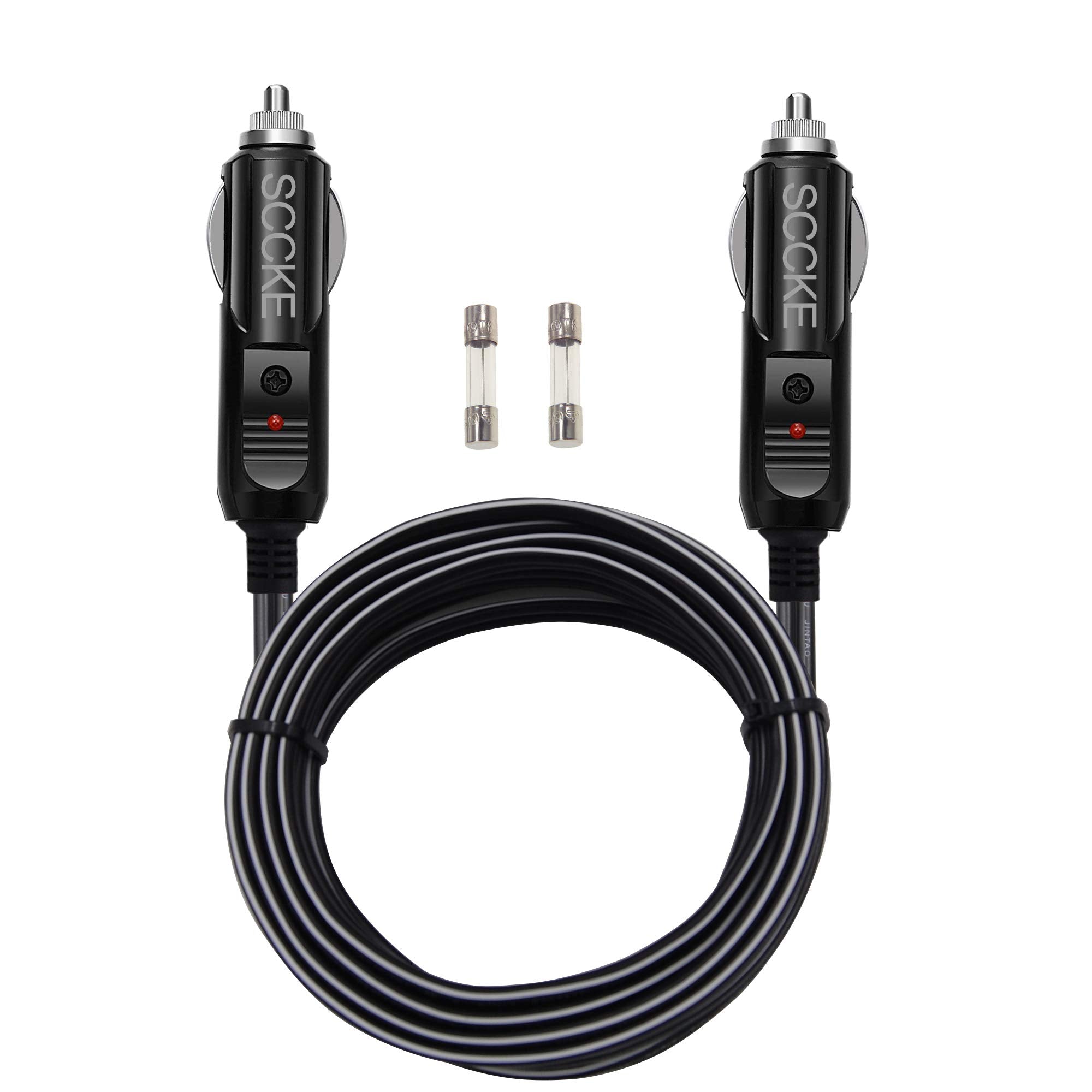 Sccke Heavy-Duty 20A 14.8Ft / 4.5M 14 Awg Male To Male Plug Cigarette Lighter Charger Cord With Led Indicator And 20A Fuse Protection On Both Plugs