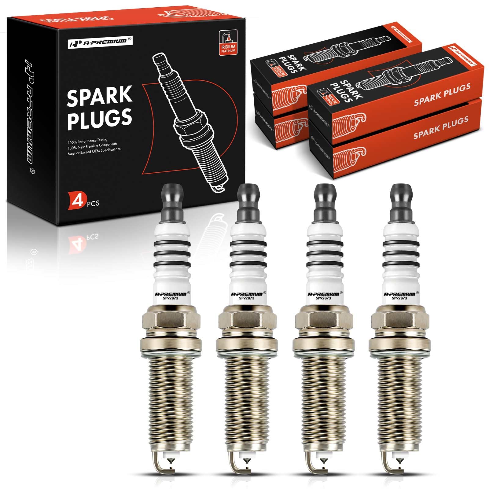 A-Premium Iridium Platinum Spark Plugs Compatible With Hyundai Elantra 2011-2011, Accent 2012-2019, Veloster 2012-2017 & Kia Soul 2012-2019, Rio 2012-2019, 1.6L 1.8L, Pack Of 4