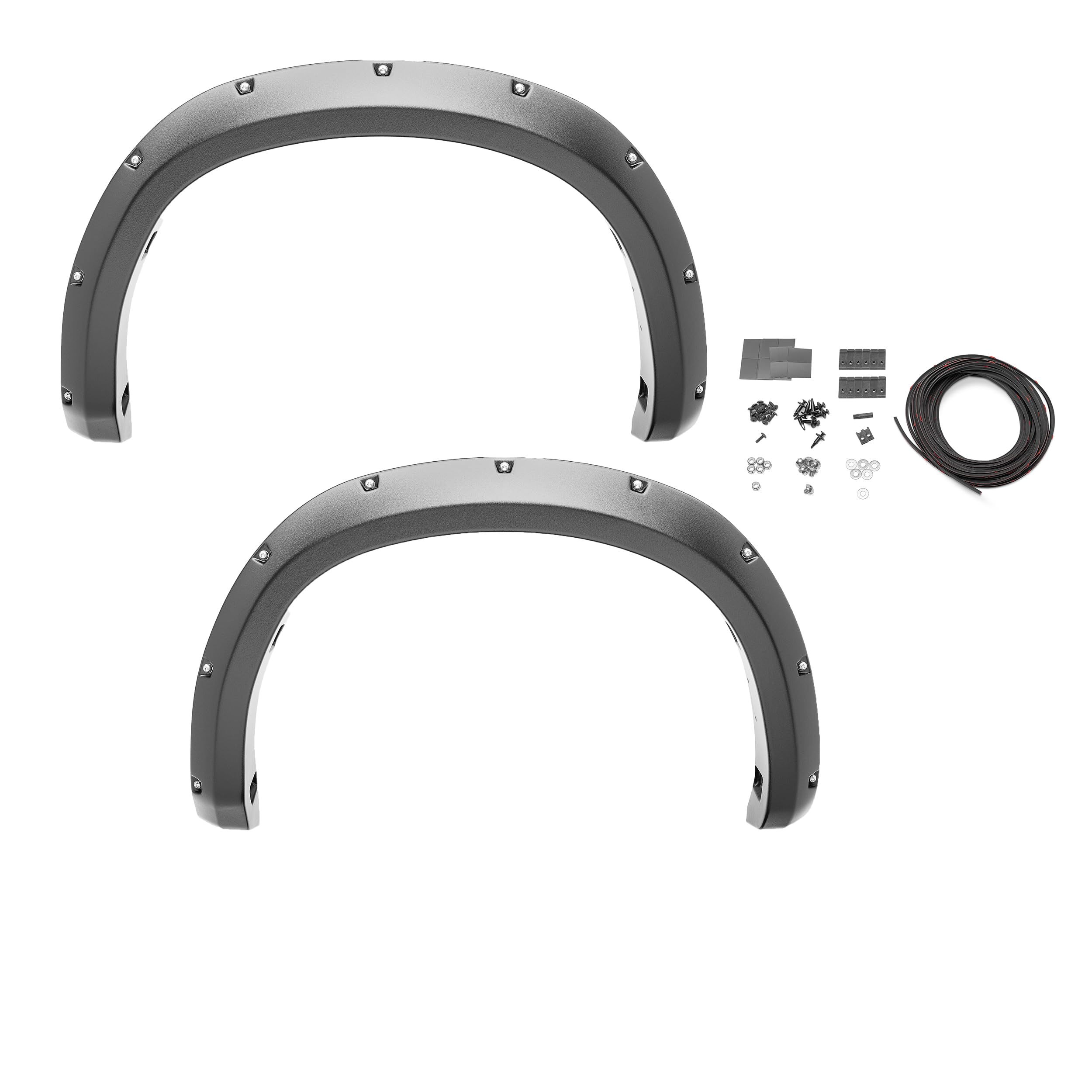 Bushwacker Pocket/Rivet Style Rear Fender Flares | 2-Piece Set, Black, Smooth Finish | 30054-02 | Fits 2023-2024 Toyota Tundra