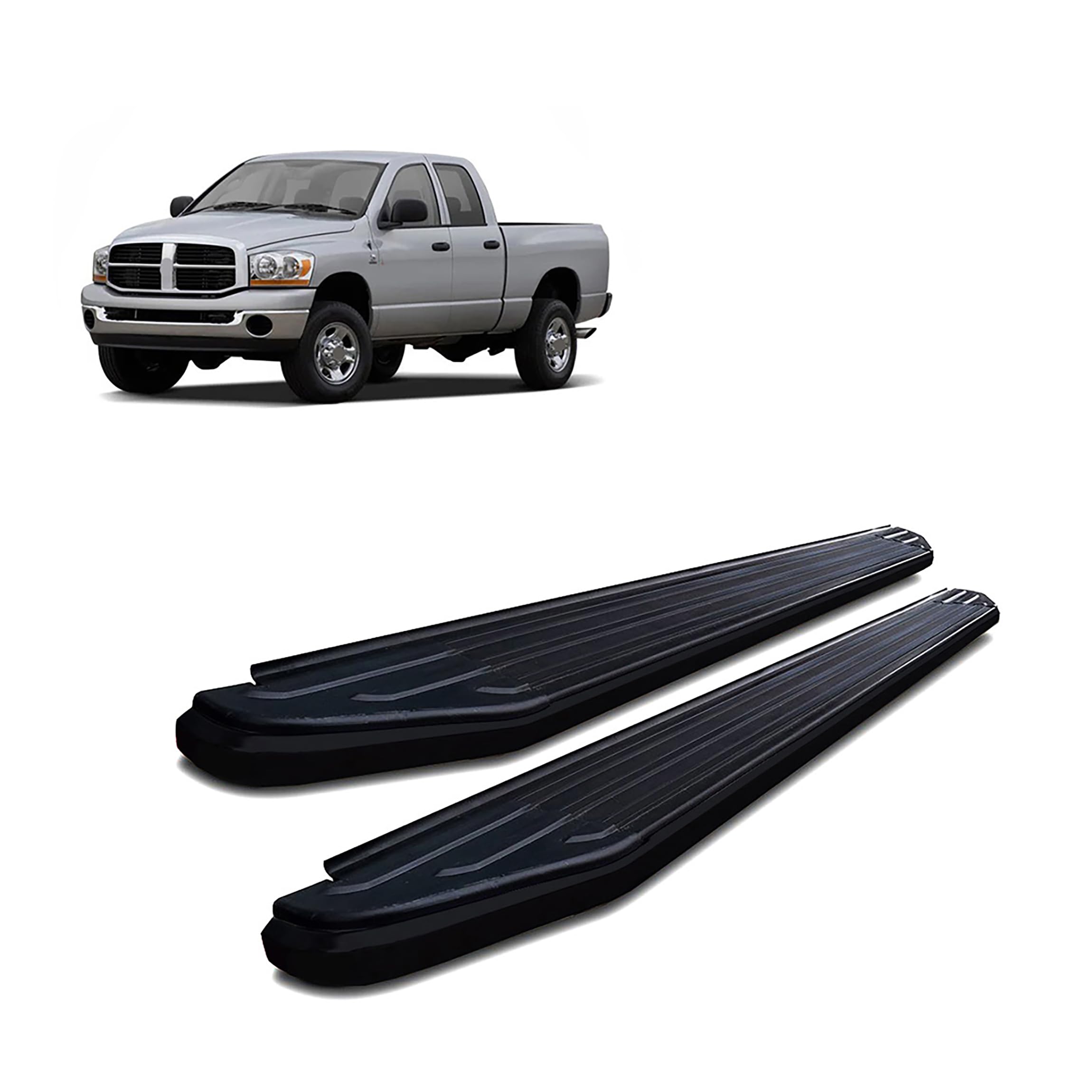 Black Horse Off Road Peerless Running Boards Black Compatible With 2011-2023 Ram 2500/3500|2010 Dodge Ram 2500/3500|2019-2020 Ram 1500 Classic|2011-2018 Ram 1500|2009-2010 Dodge Ram 1500-Pr-R176Bk